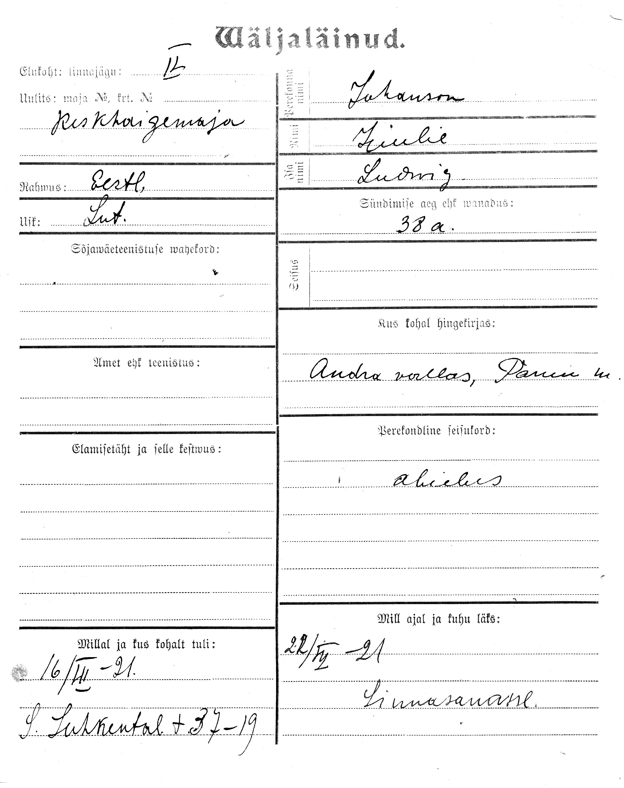 Johanson, Juulie, Ludwig