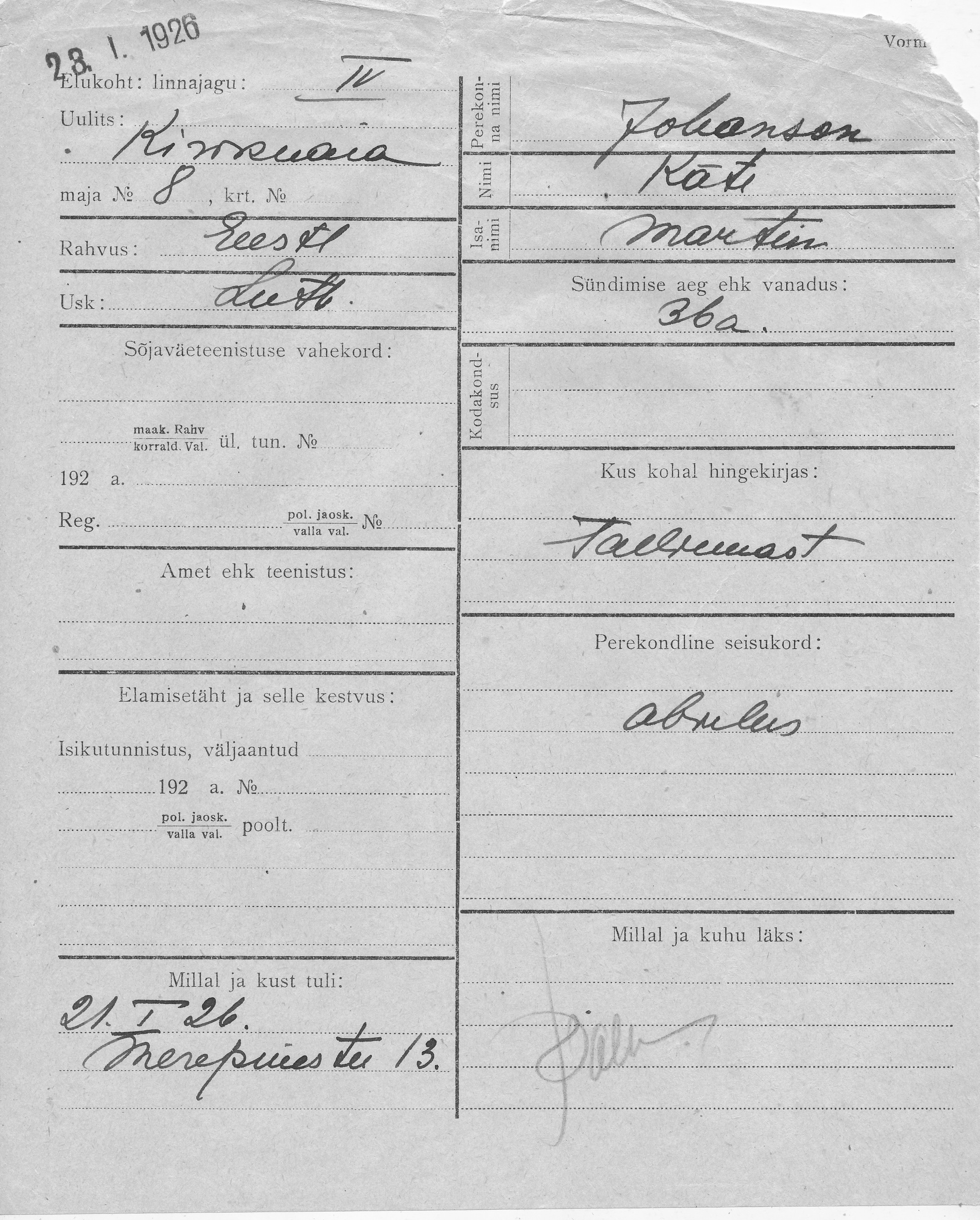 Johanson, Käte, Martin