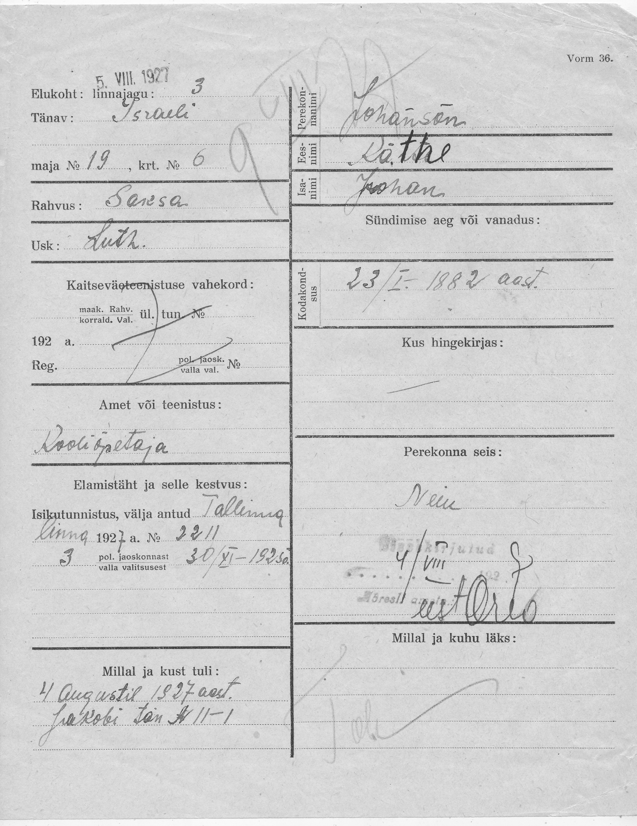 Johanson, Käthe, Johan