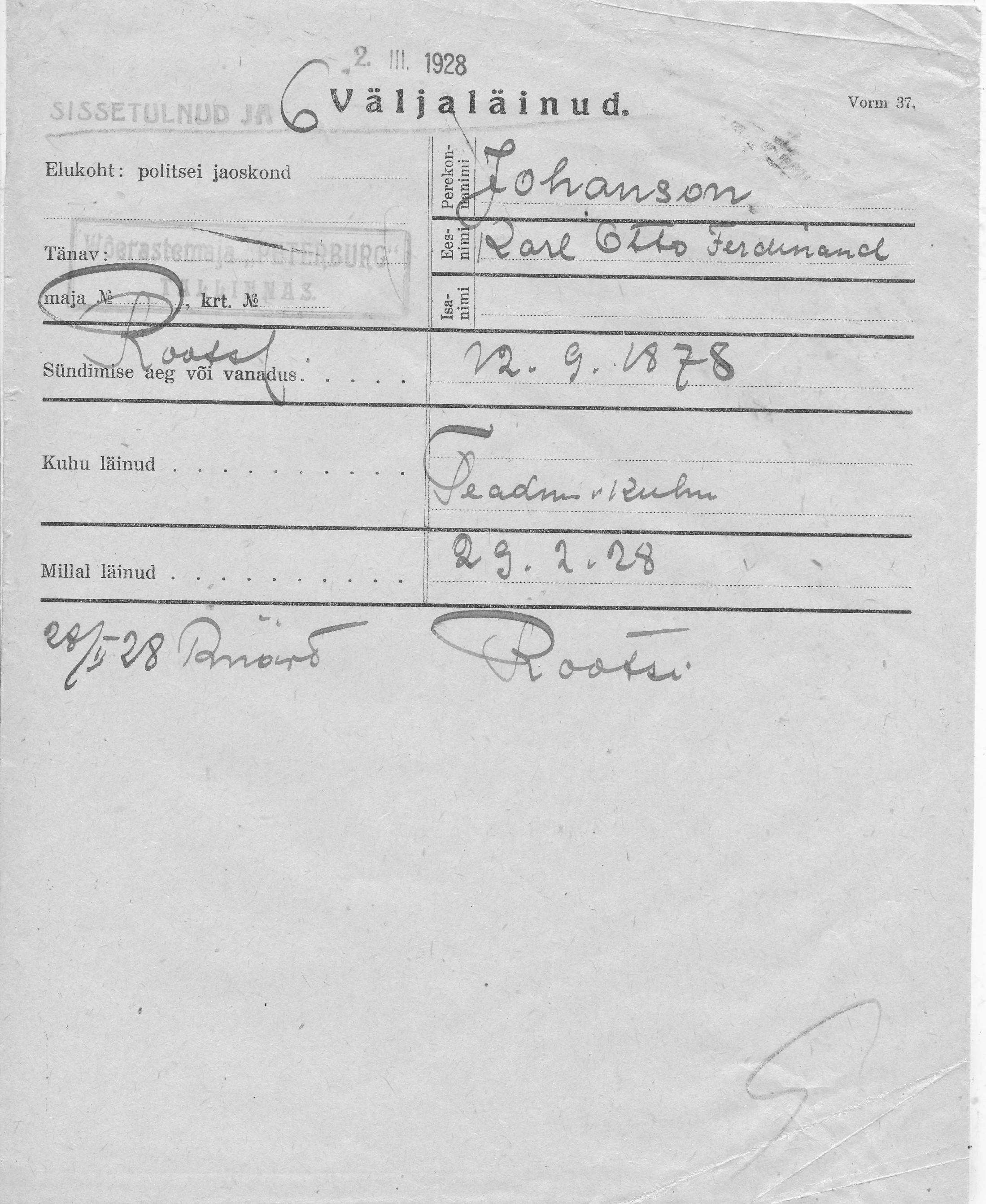 Johanson, Karl Otto Ferdinand