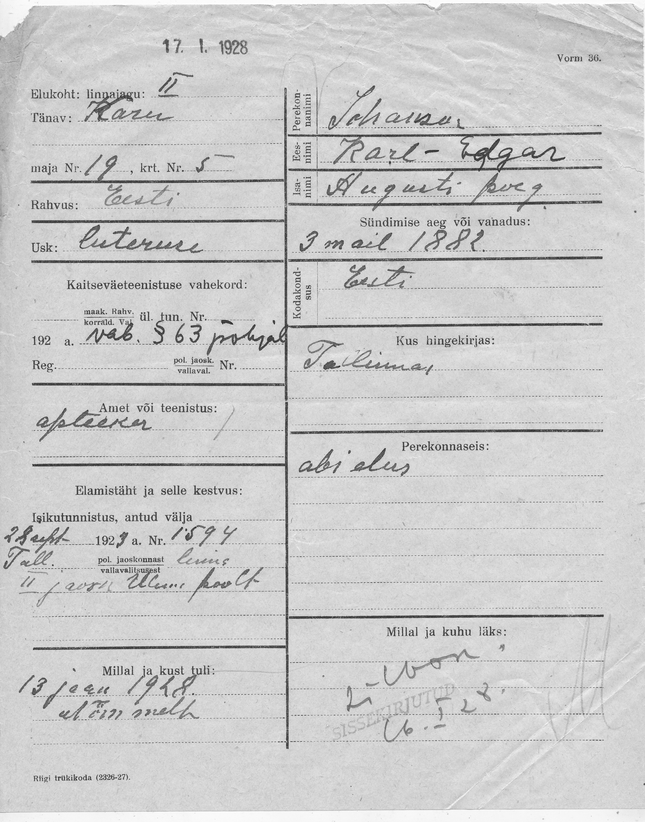 Johanson, Karl-Edgar, August