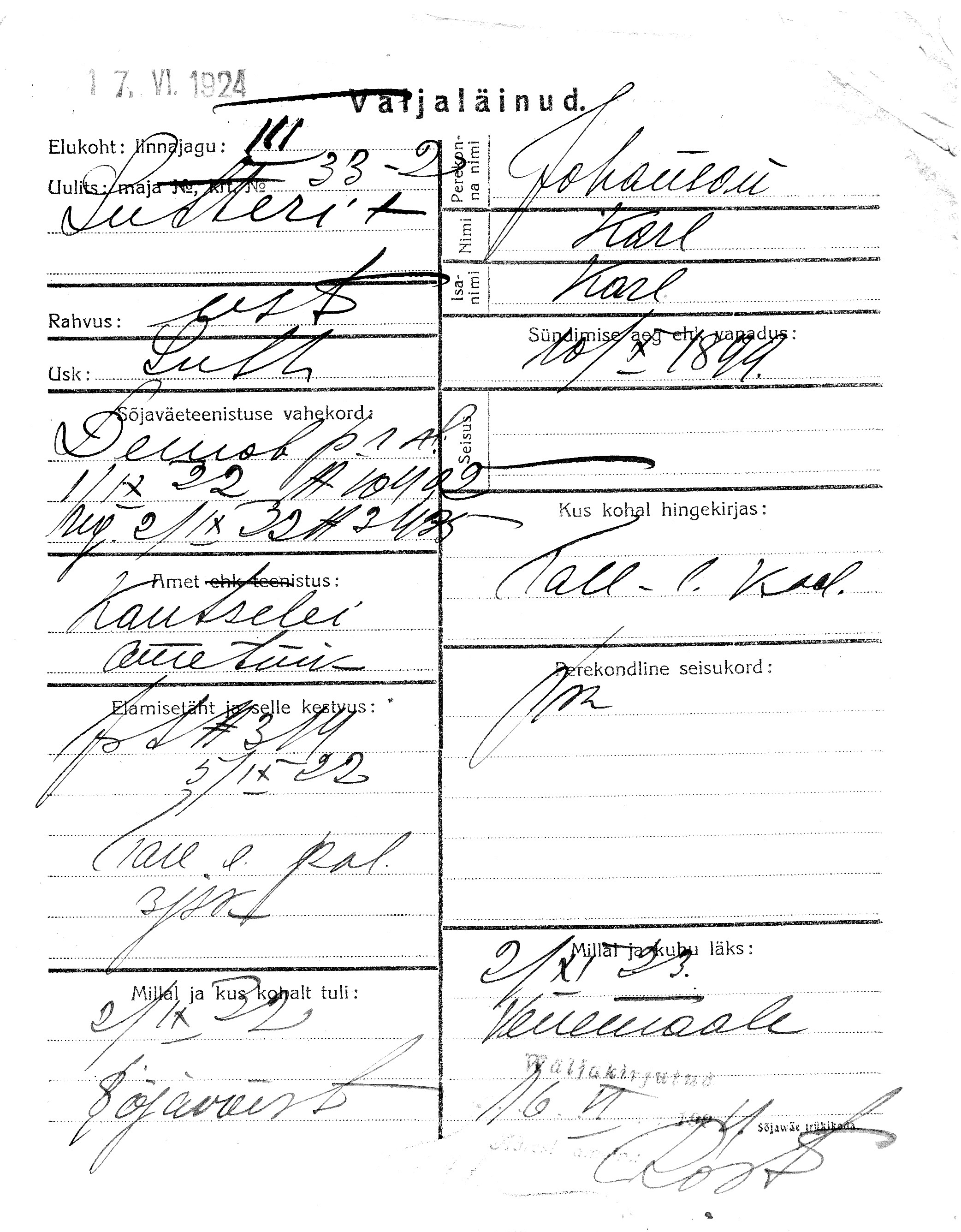 Johanson, Karl, Karl