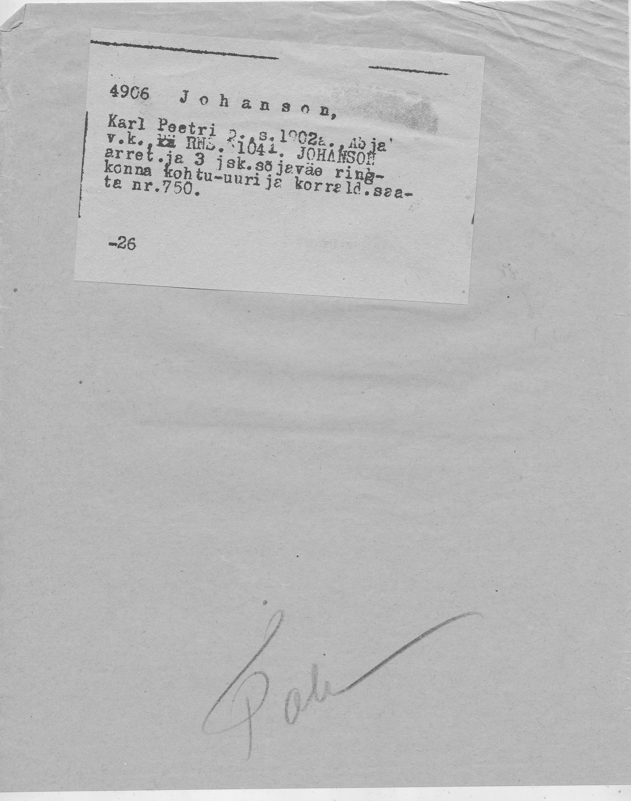 Johanson, Karl, Peeter