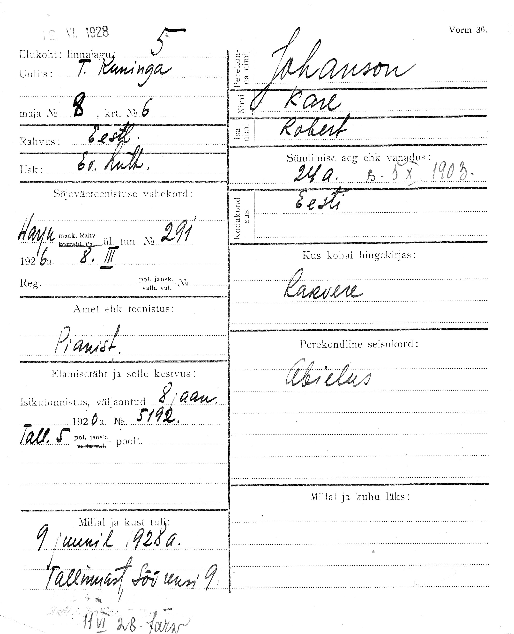 Johanson, Karl, Robert