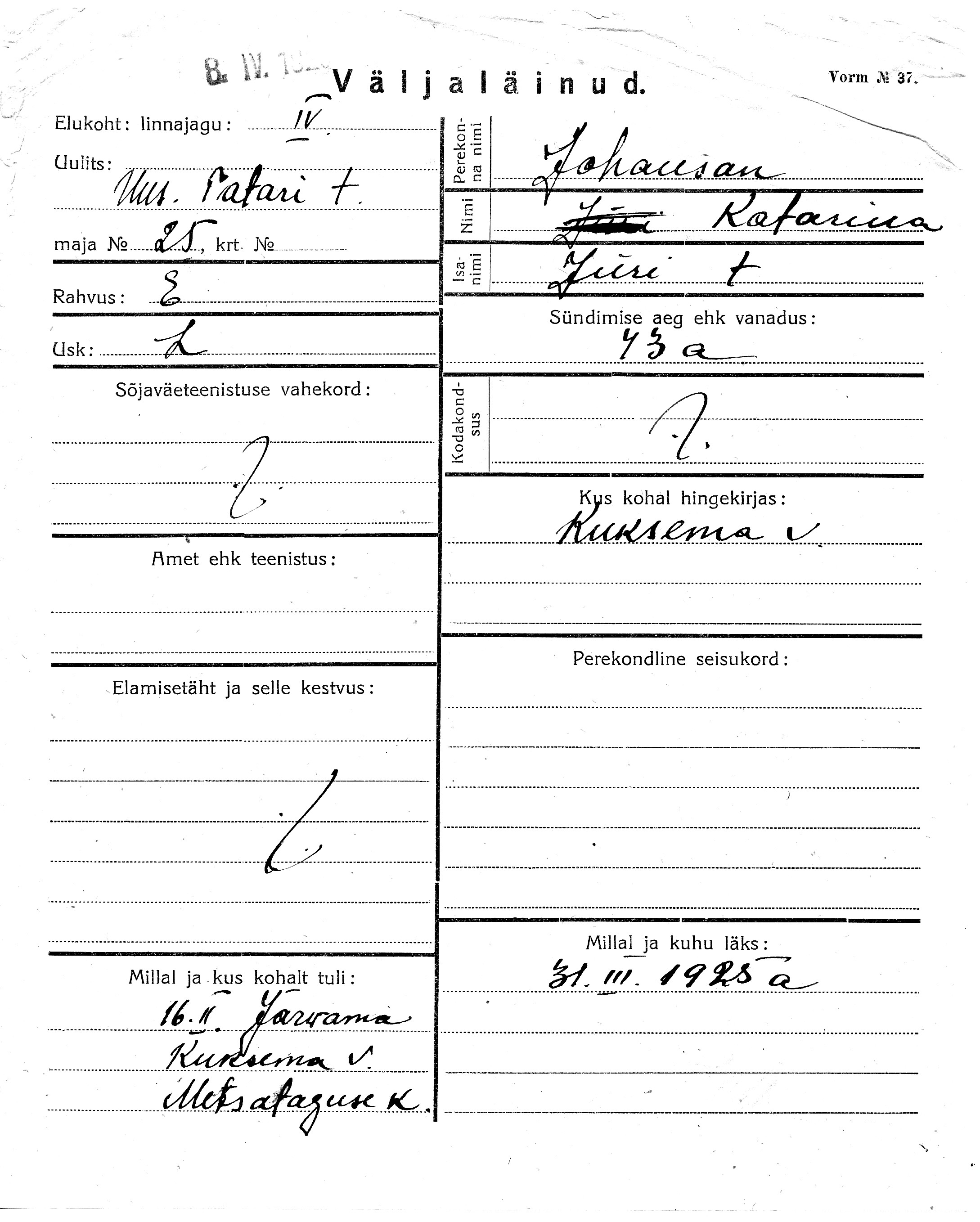 Johanson, Katarina, Jüri