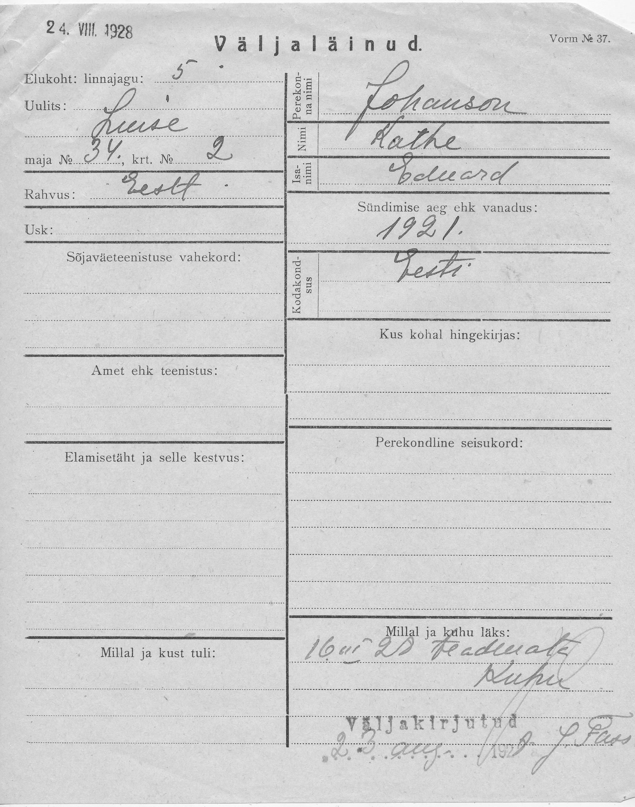 Johanson, Kathe, Eduard