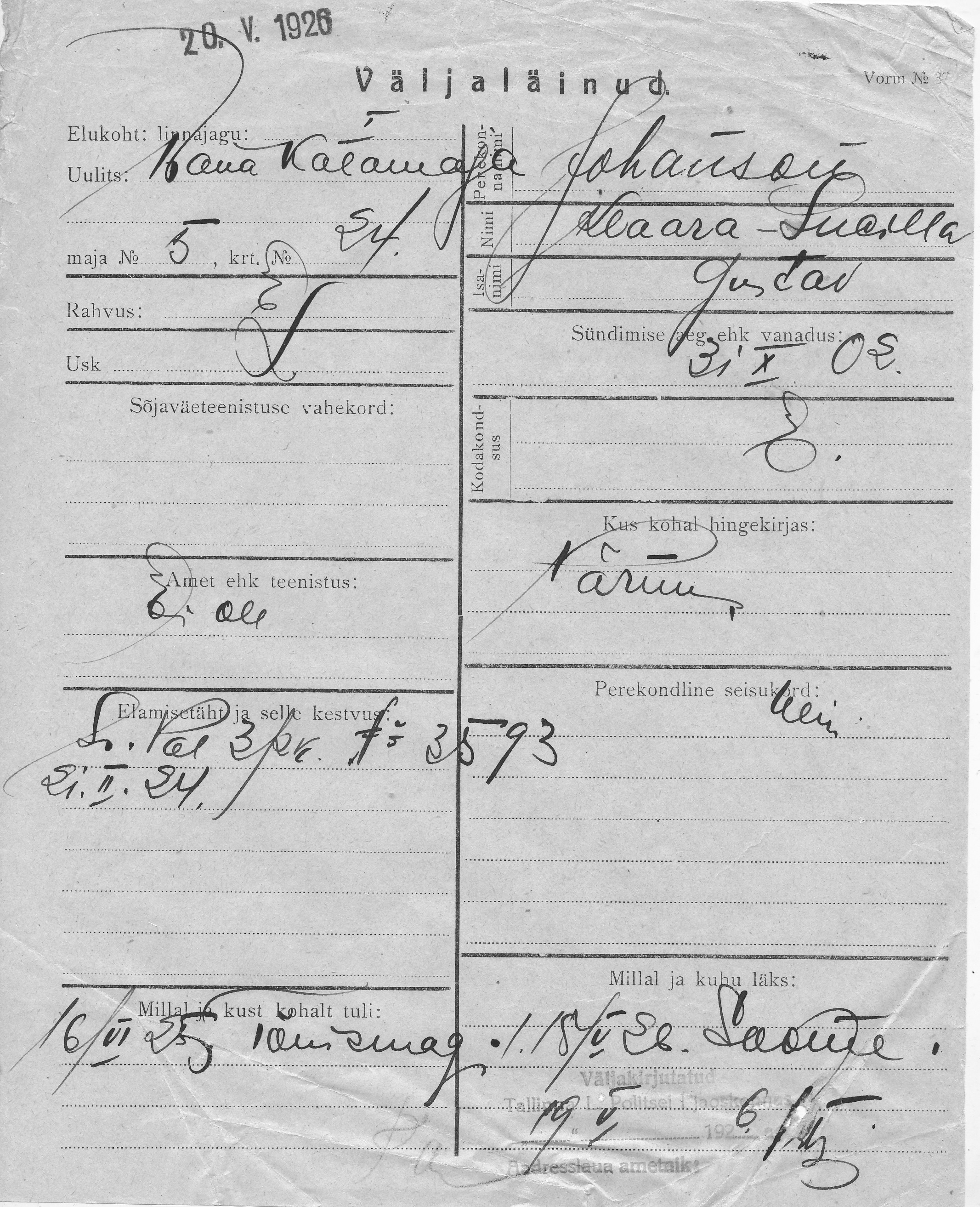 Johanson, Klaara-Lucilla, Gustav