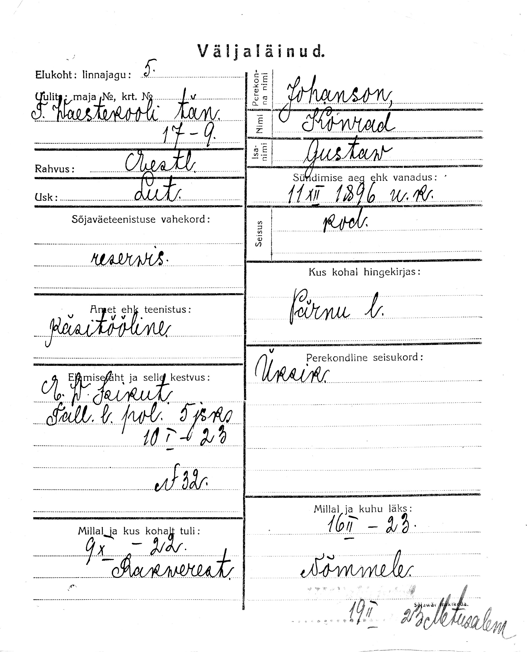 Johanson, Konrad, Gustaw