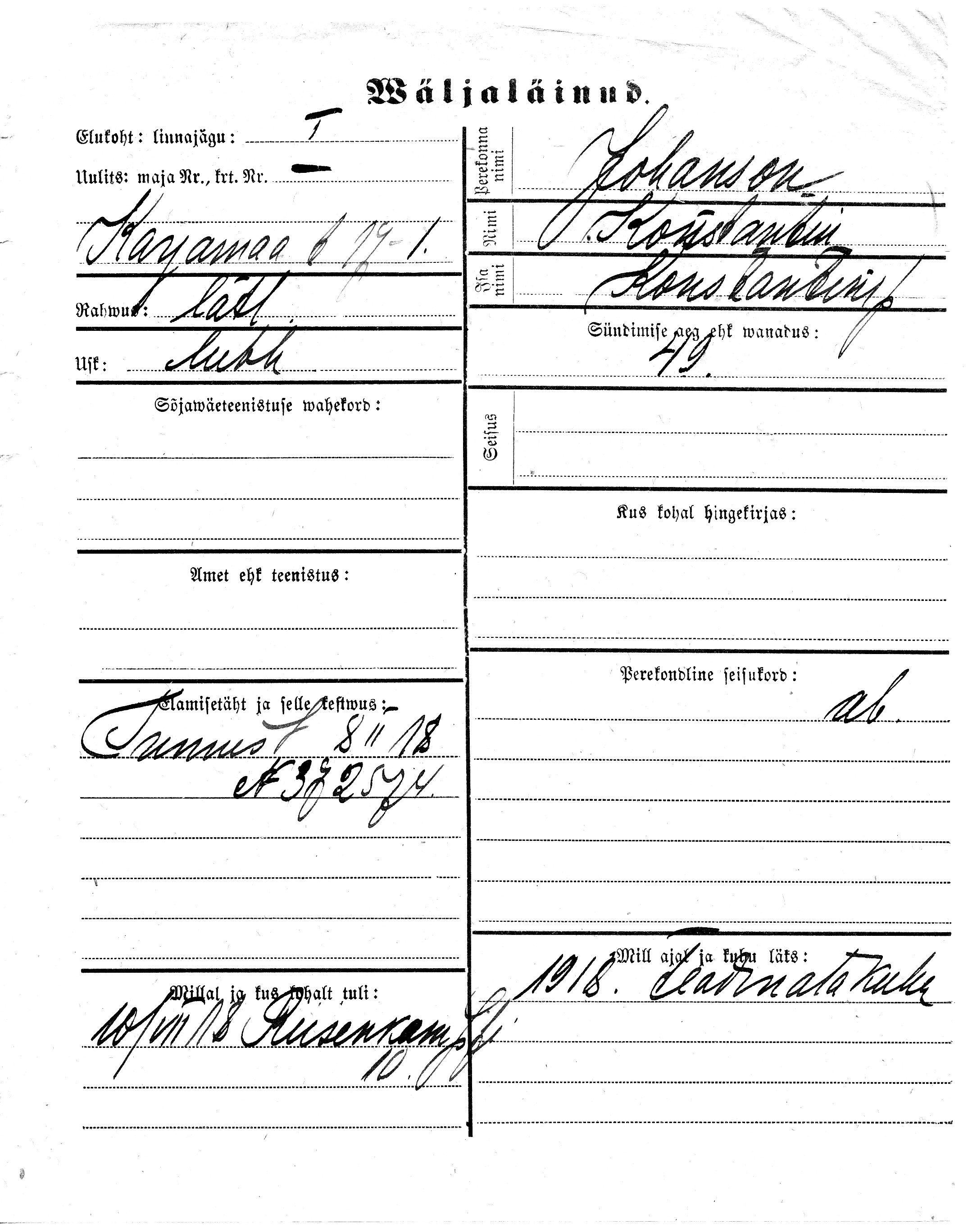 Johanson, Konstantin, Konstantin