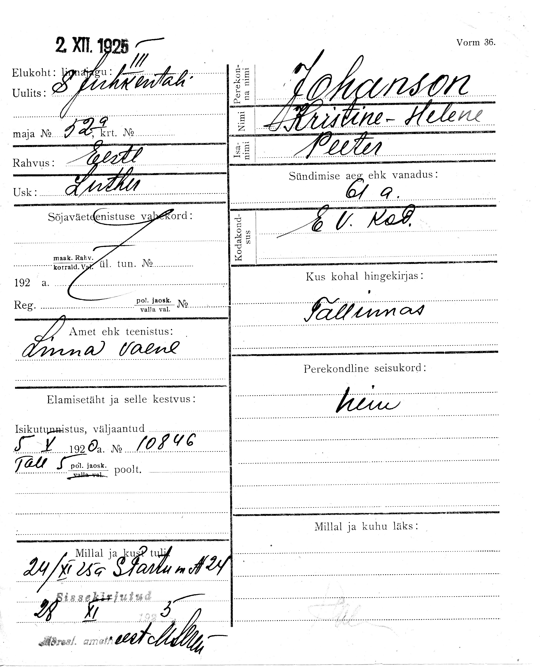 Johanson, Kristine-Helene, Peeter