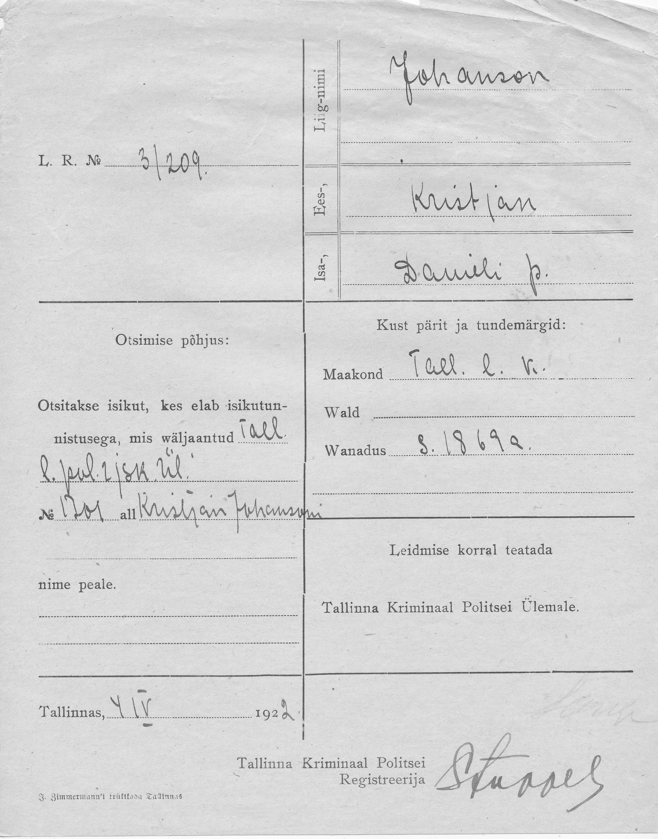 Johanson, Kristjan, Daniel