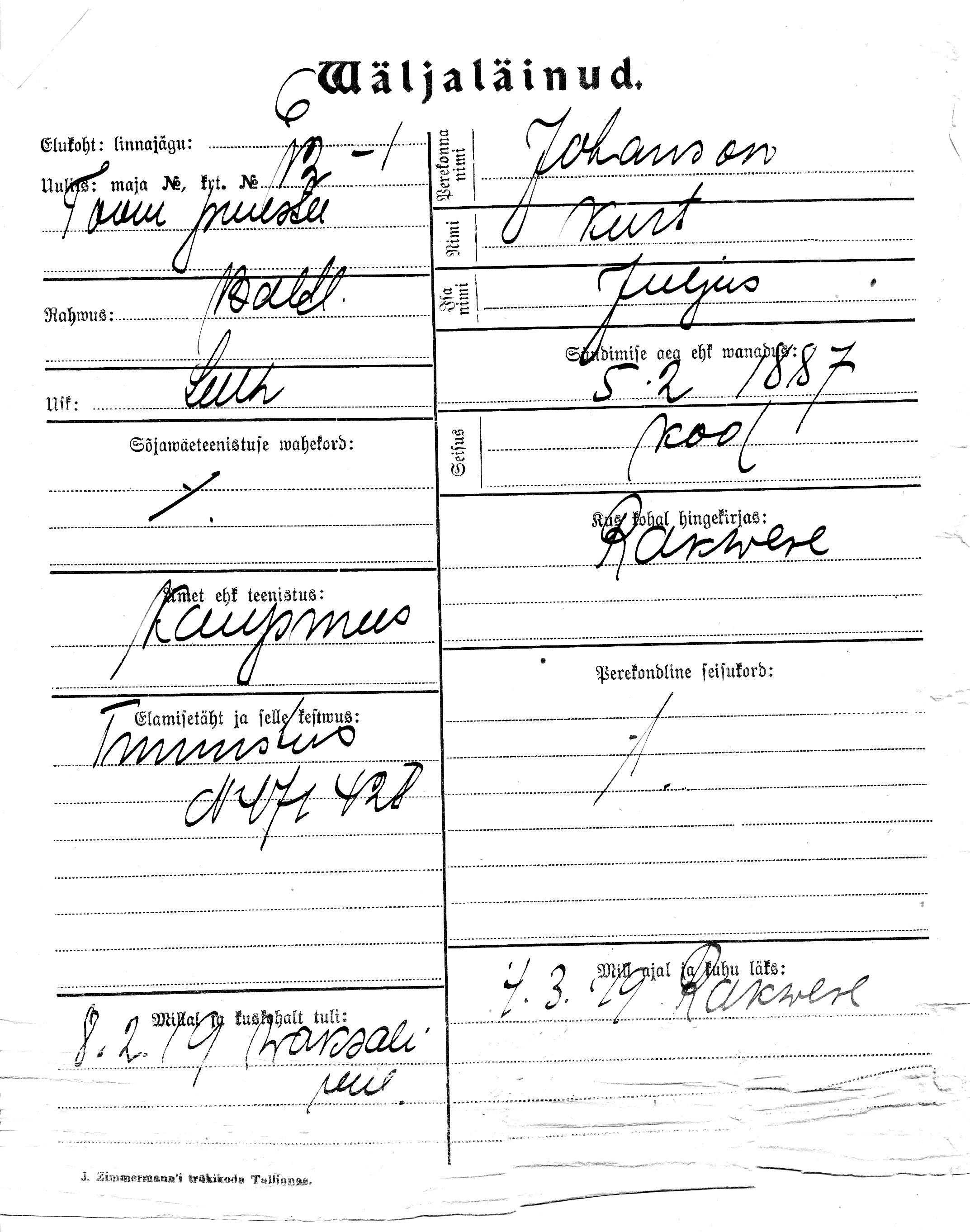 Johanson, Kurt, Juljus