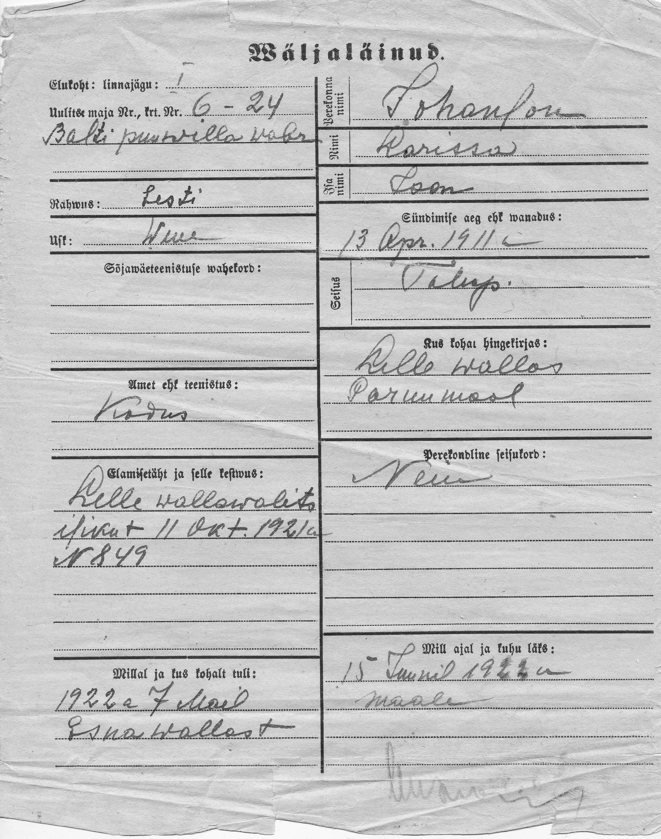 Johanson, Larissa, Jaan