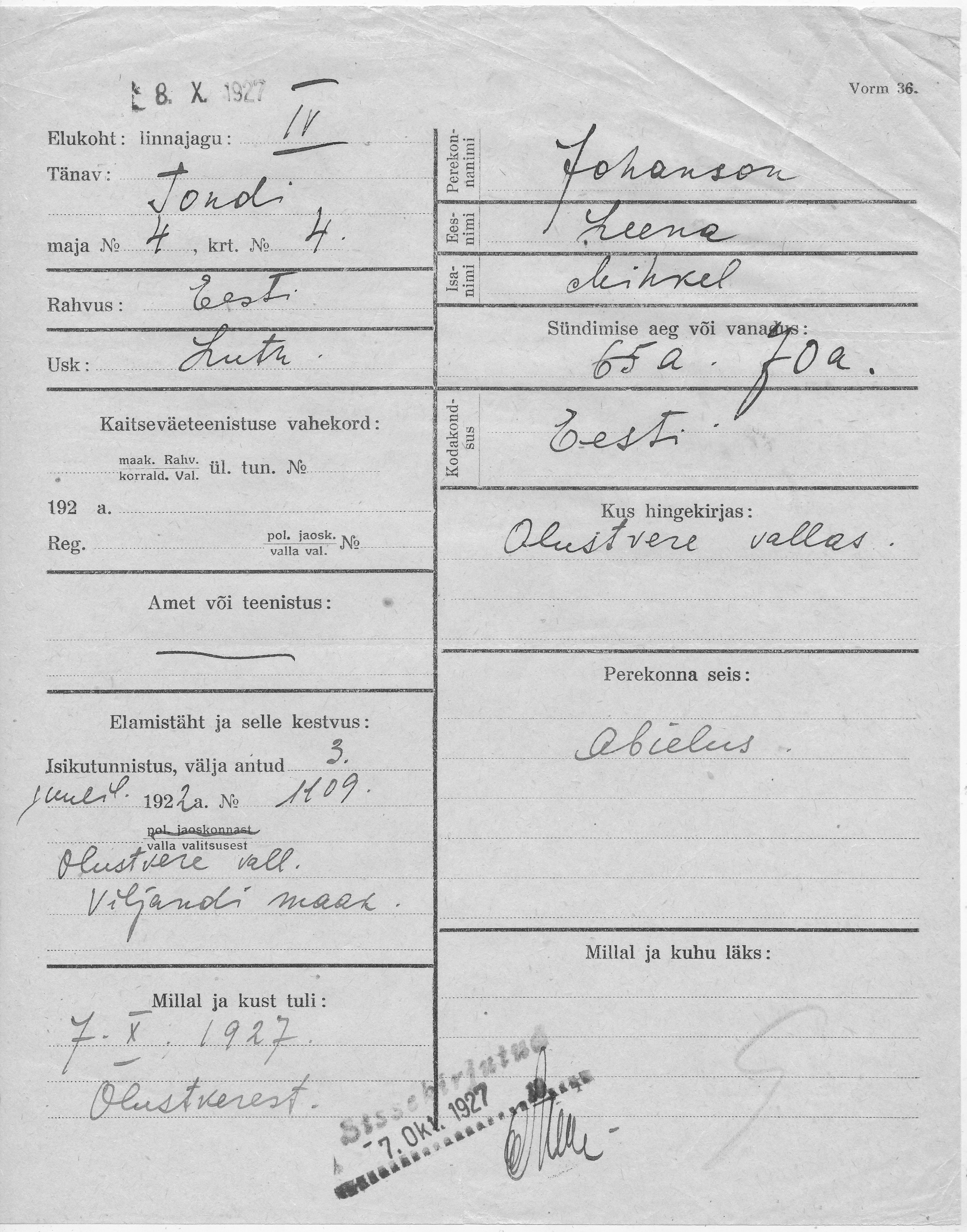 Johanson, Leena, Mihkel