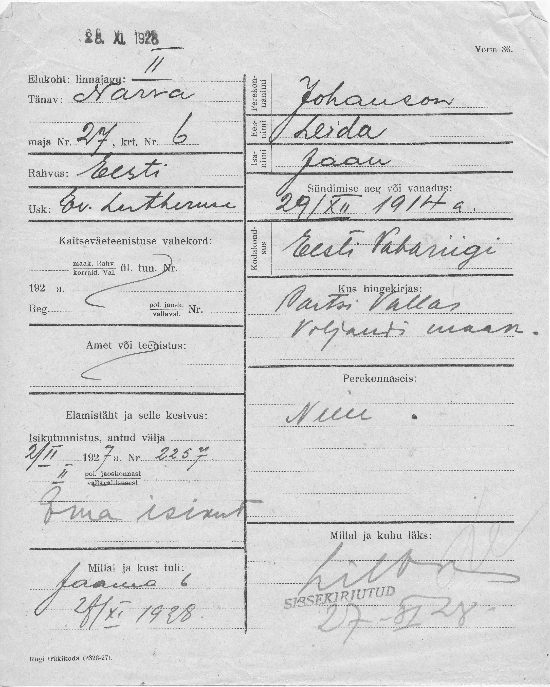 Johanson, Leida, Jaan