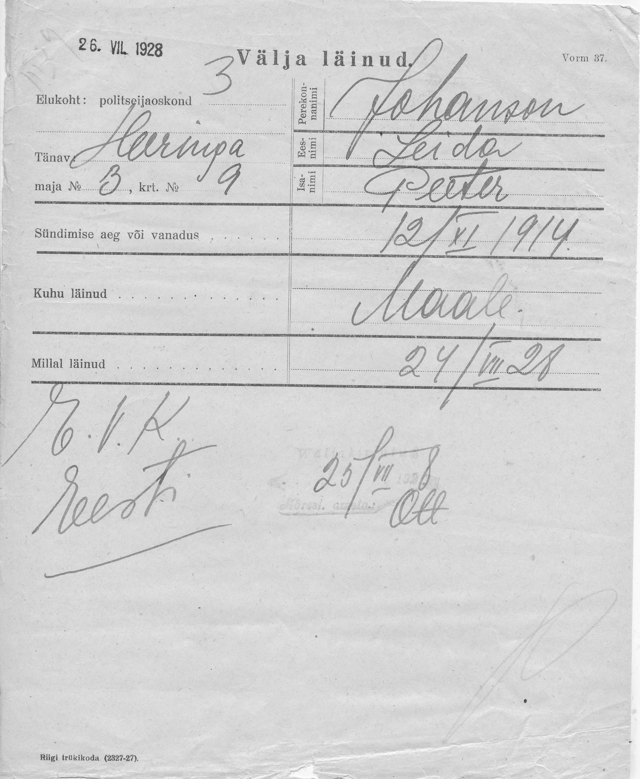 Johanson, Leida, Peeter