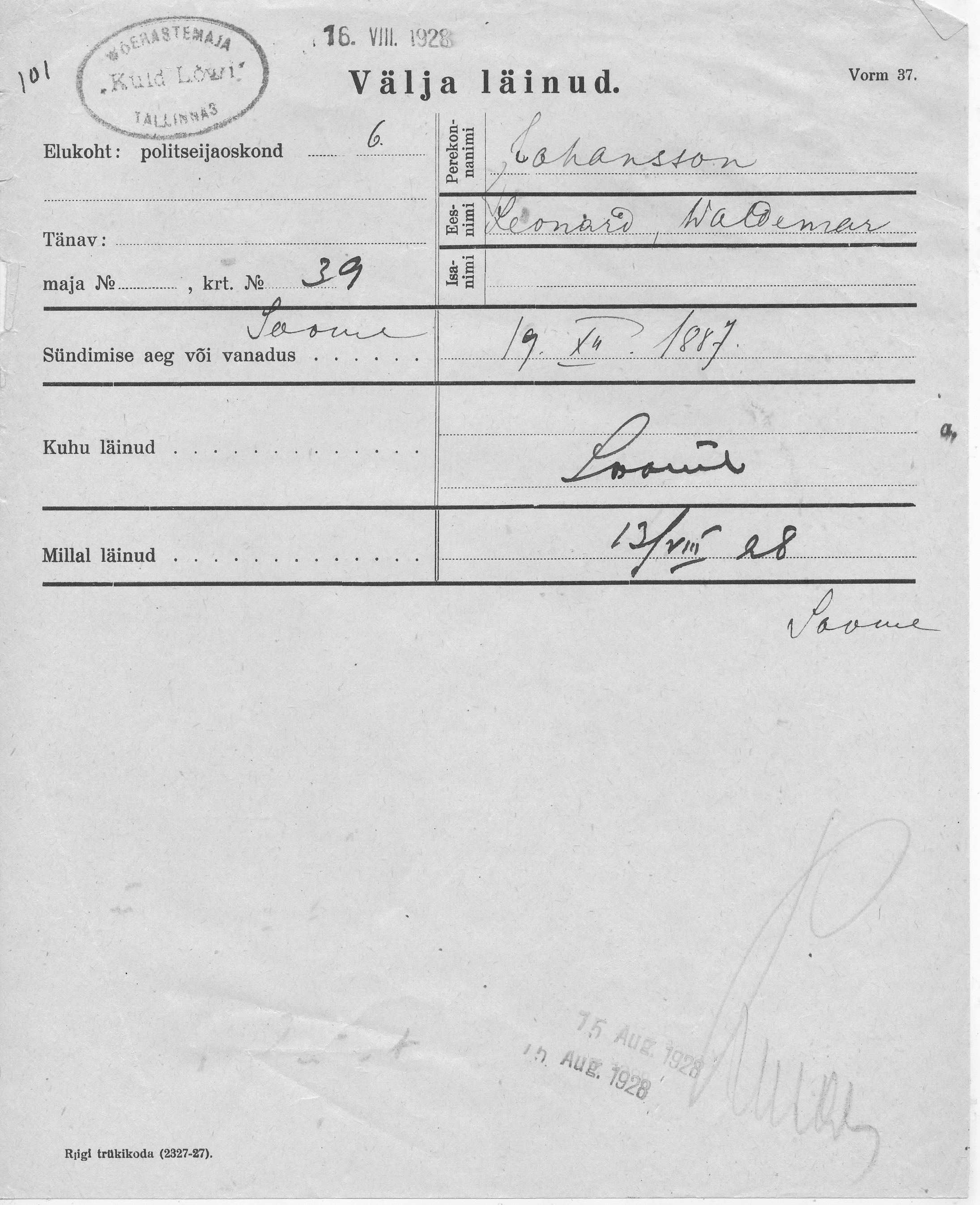 Johanson, Leonard Woldemar