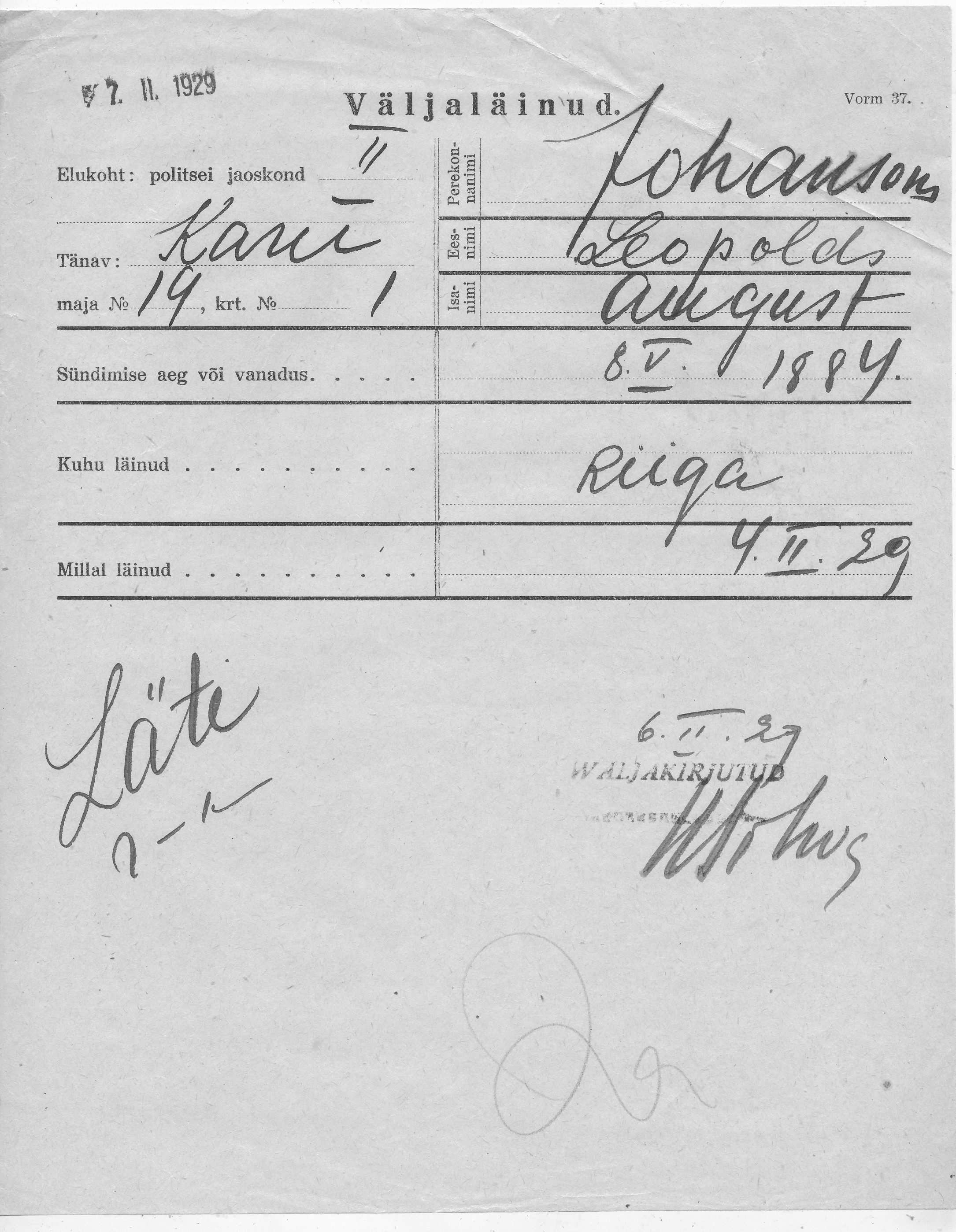 Johanson, Leopold, August