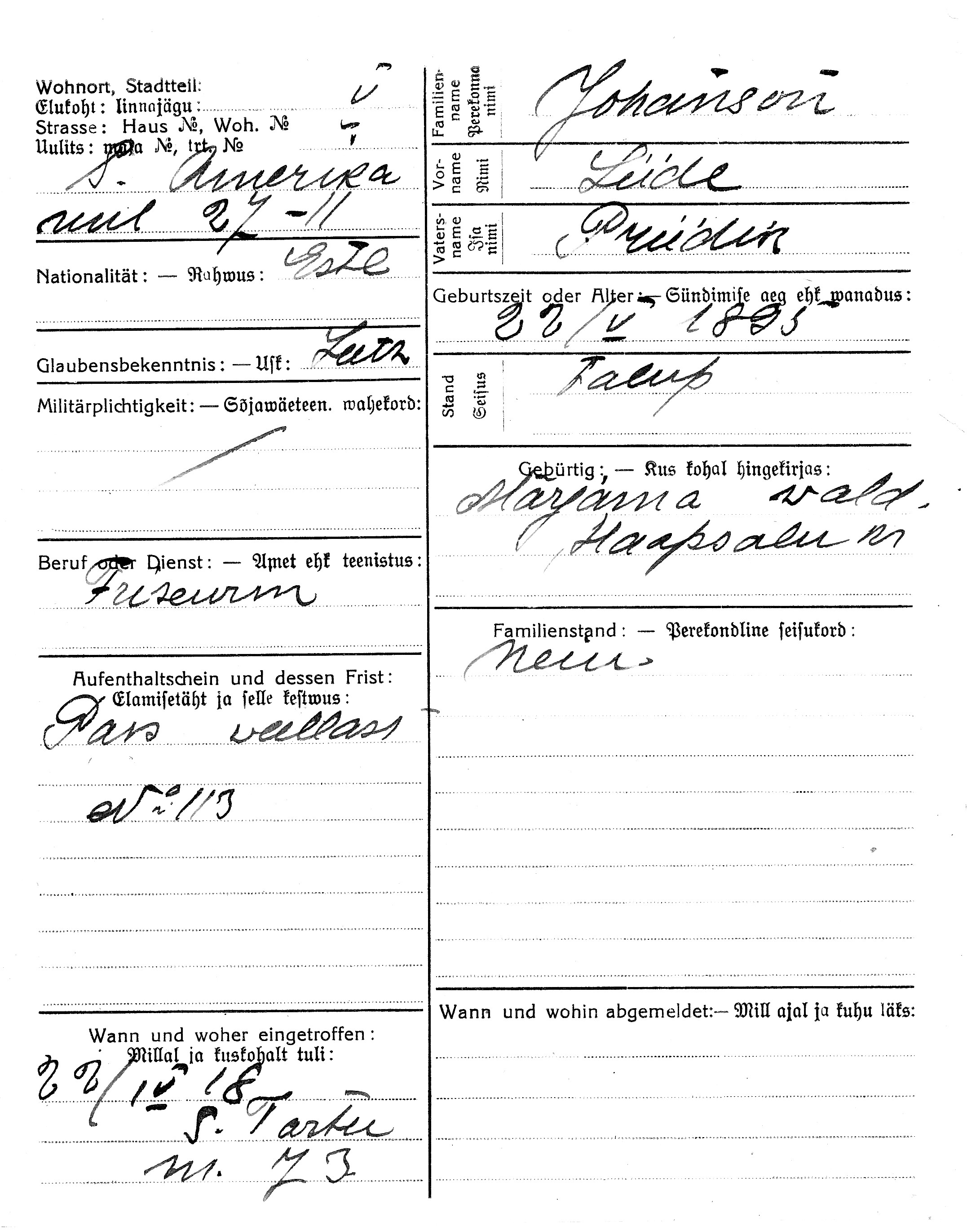 Johanson, Liide, Priidik