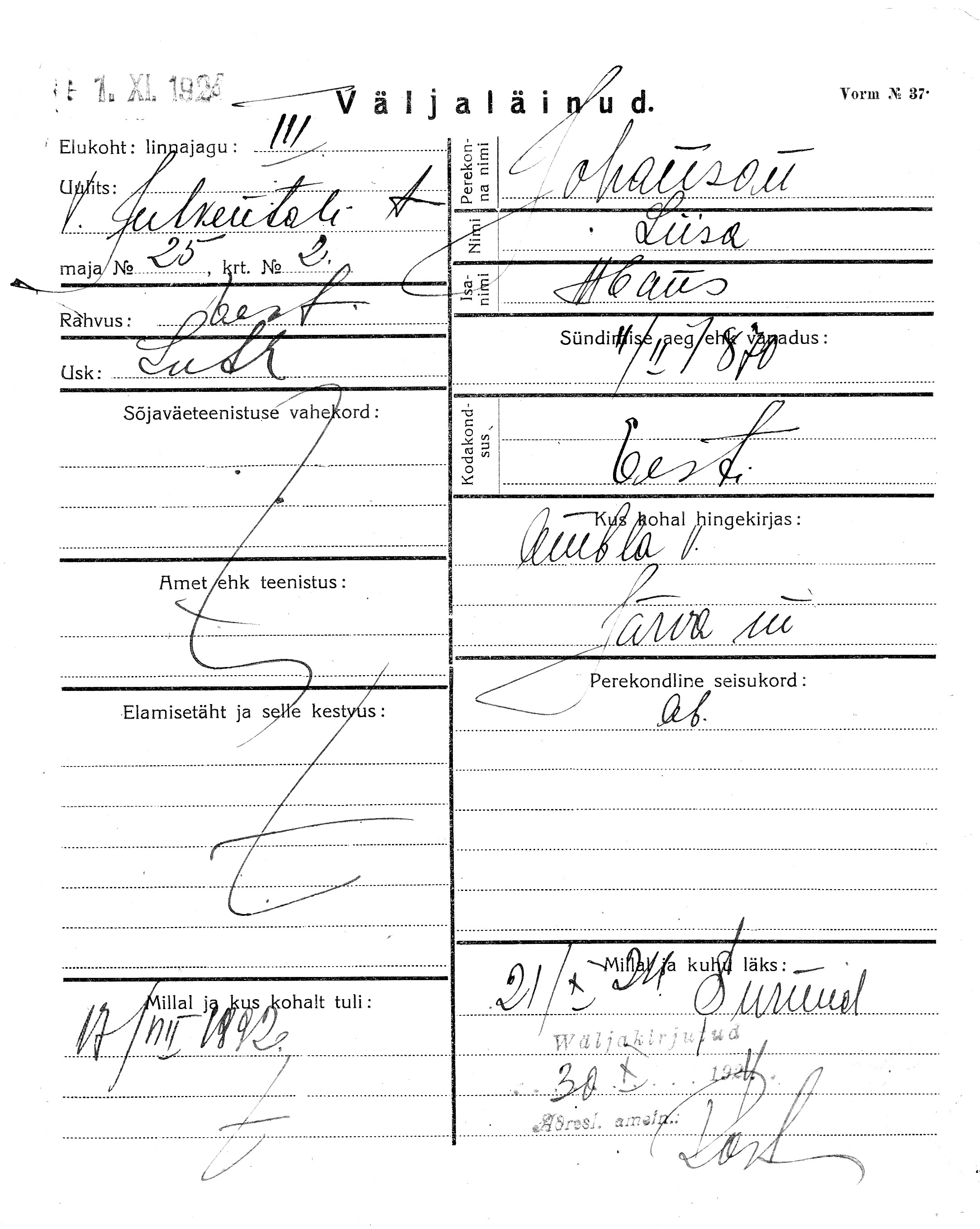 Johanson, Liisa, Hans