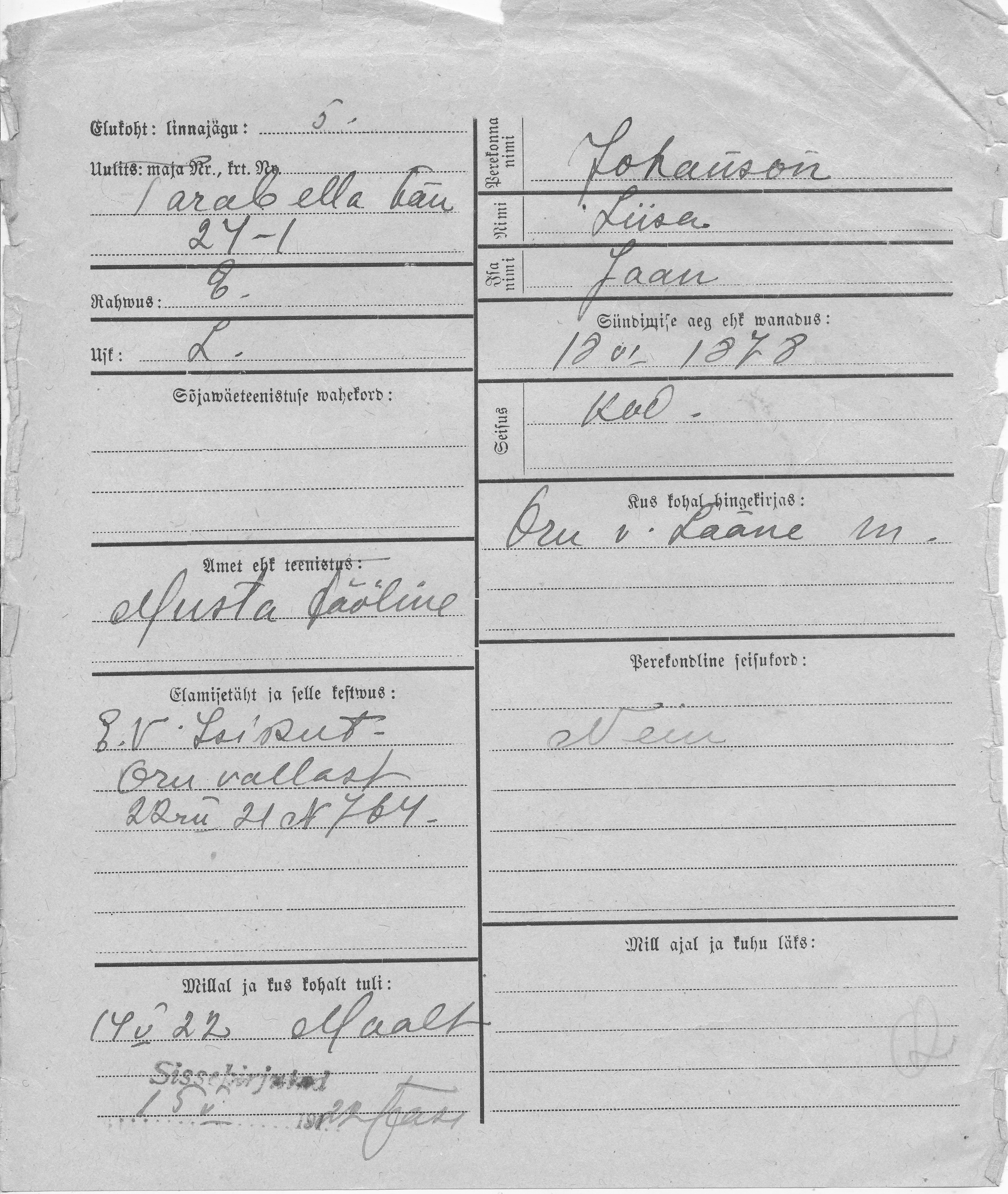 Johanson, Liisa, Jaan