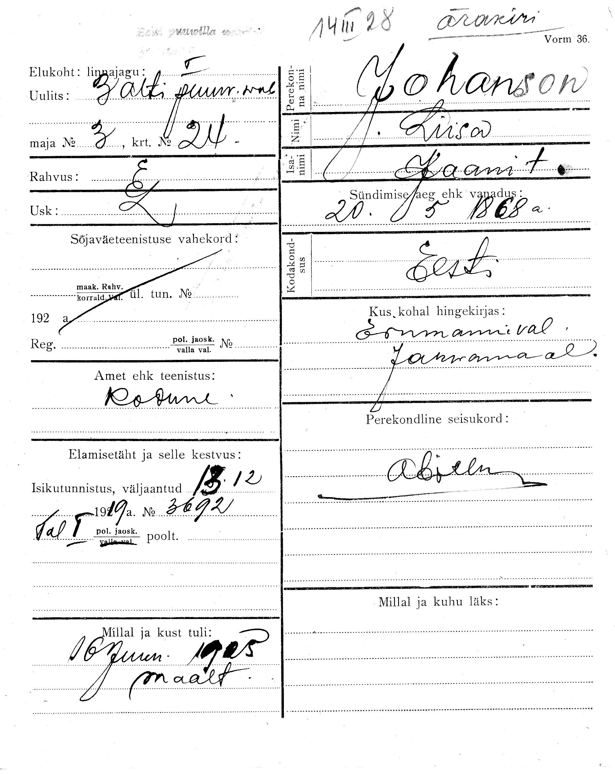 Johanson, Liisa, Jaan