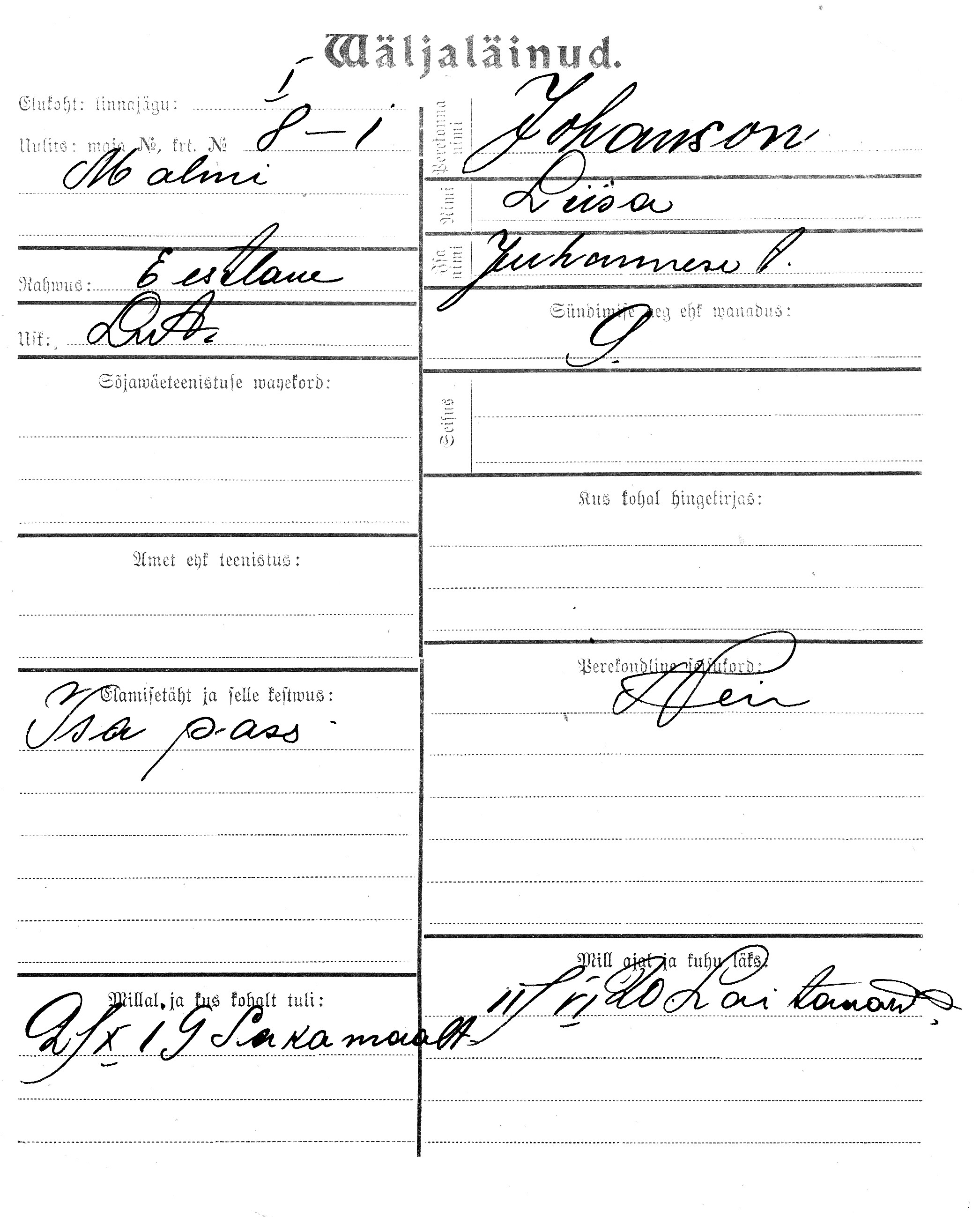 Johanson, Liisa, Juhannes