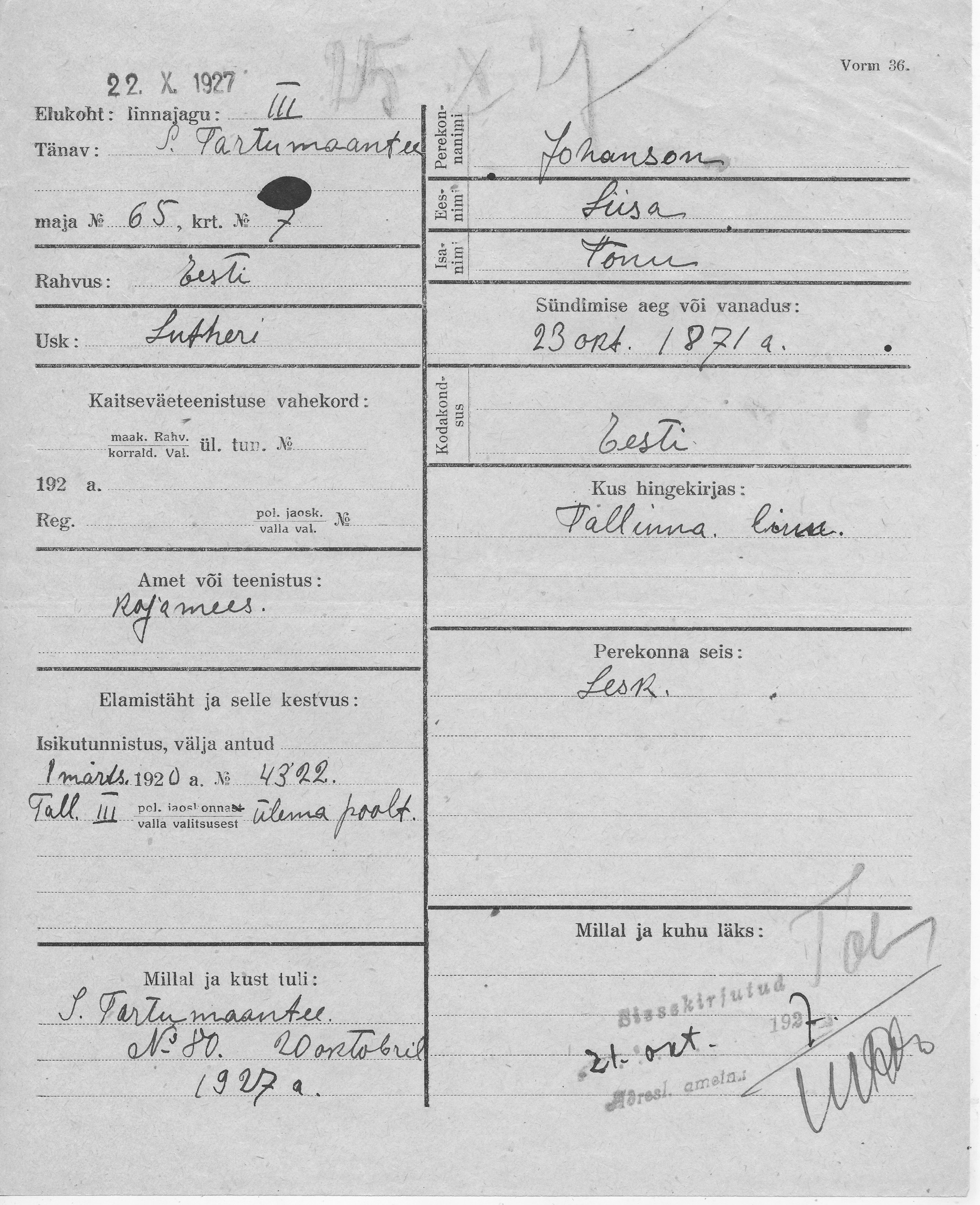 Johanson, Liisa, Tõnu