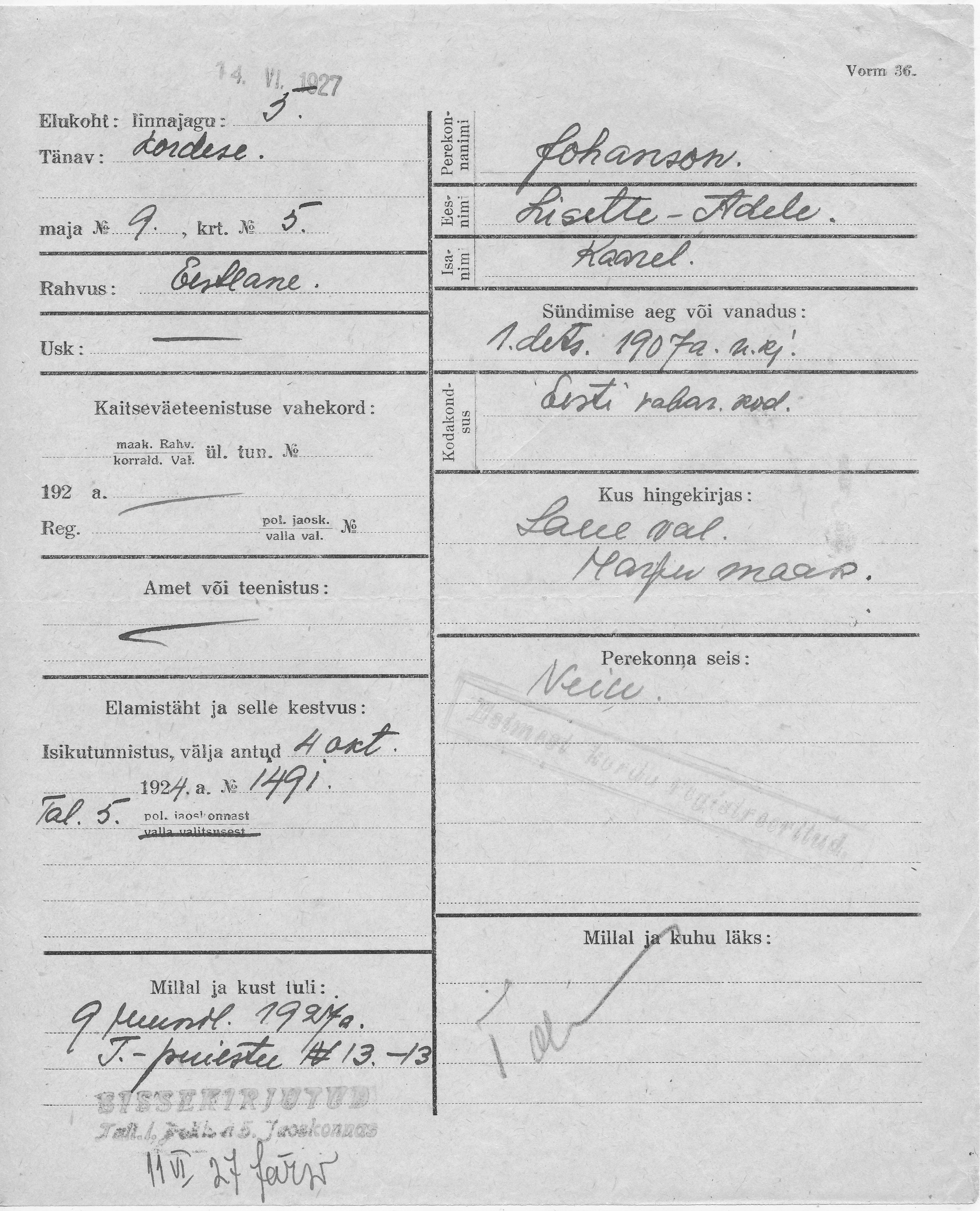 Johanson, Lisette-Adele, Kaarel