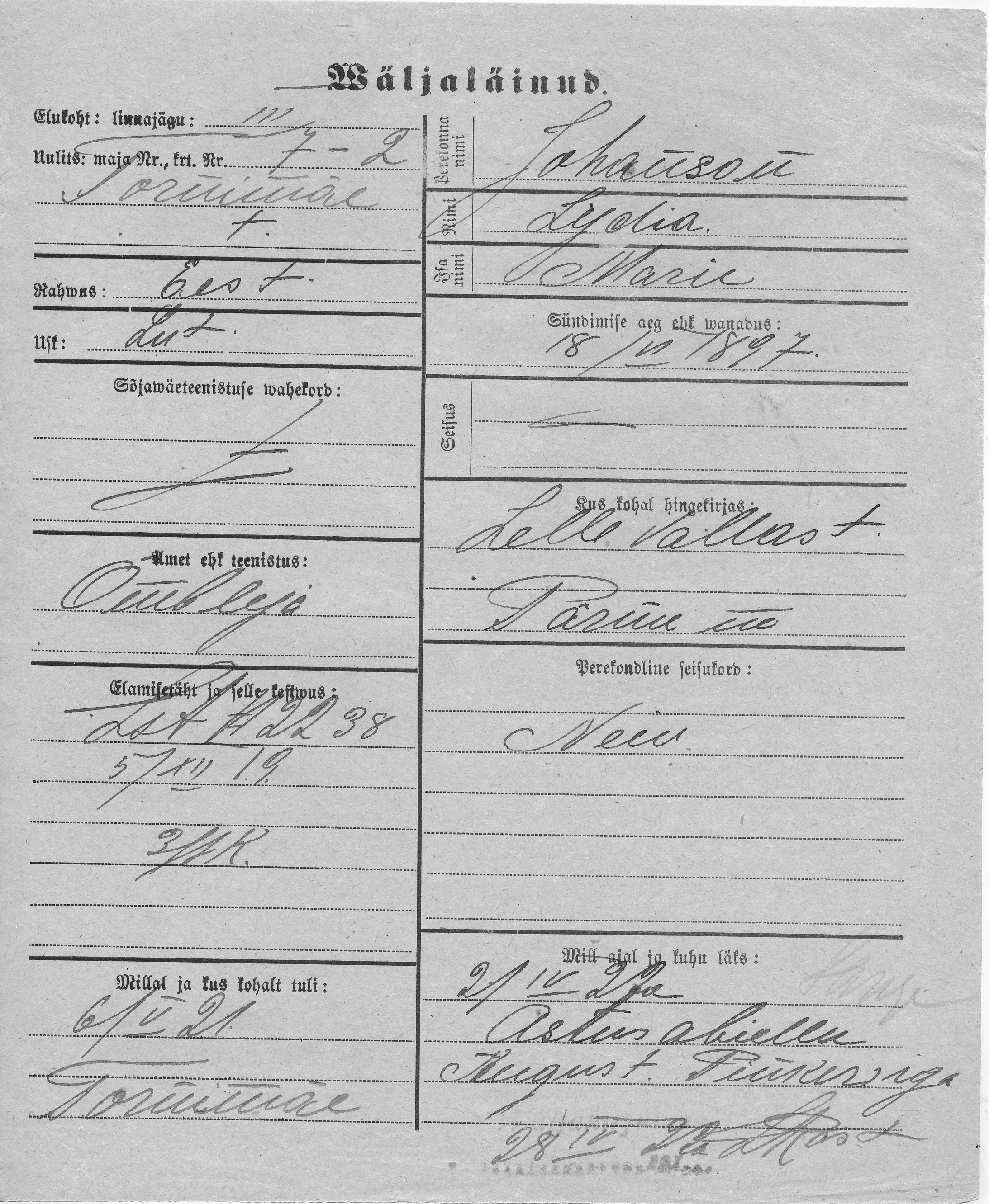 Johanson, Lydia, Marie