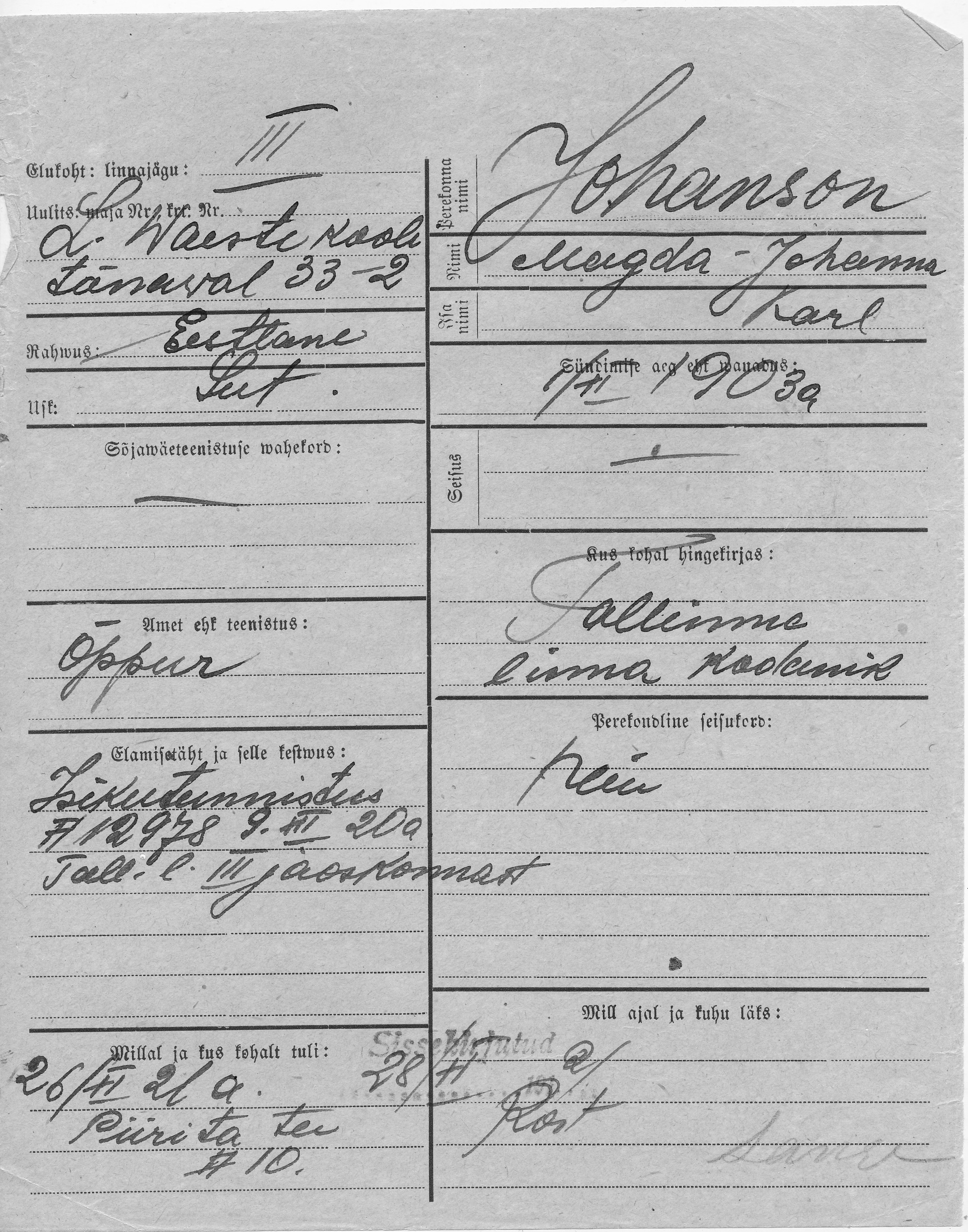 Johanson, Magda-Johanna, Karl