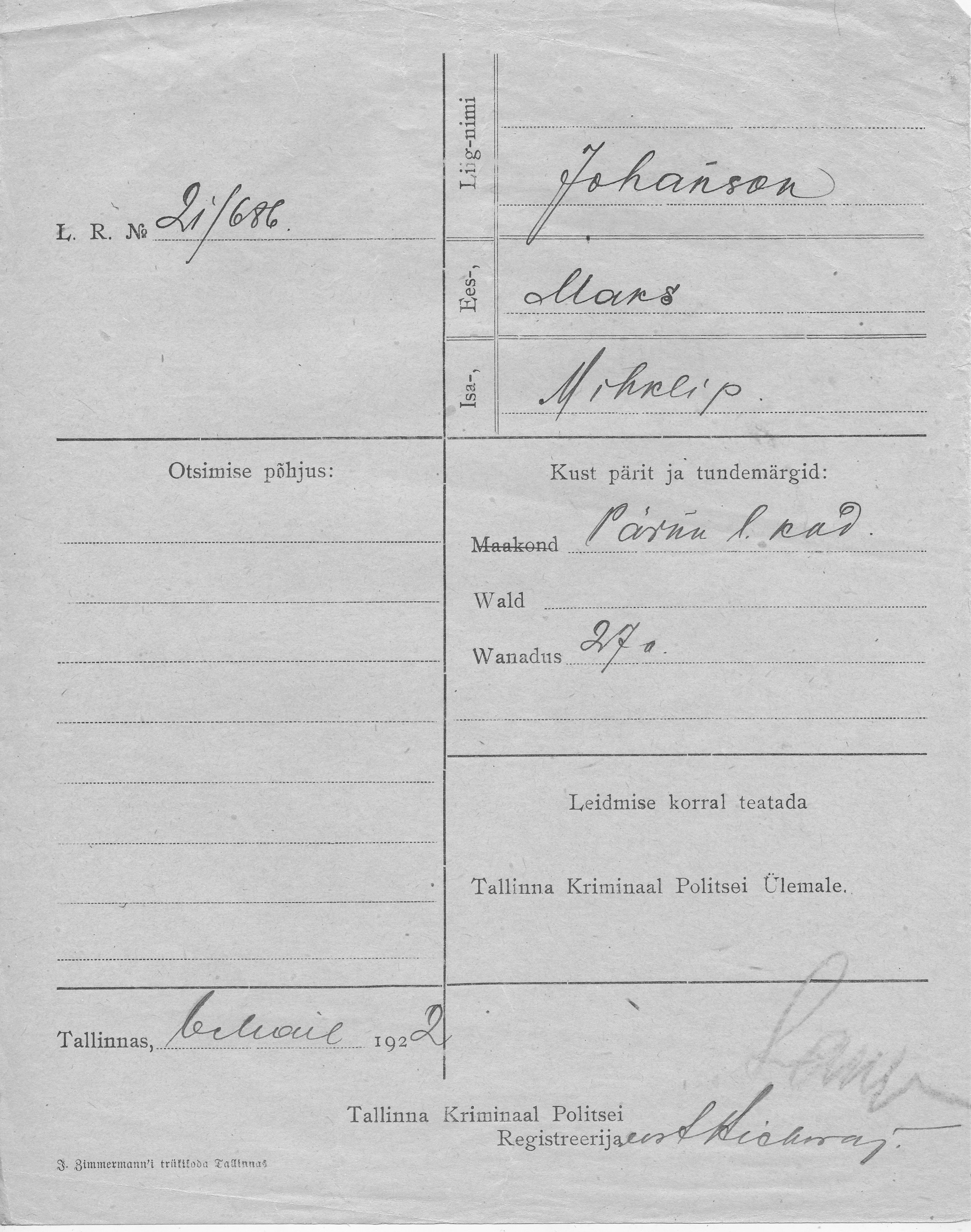 Johanson, Maks, Mihkel