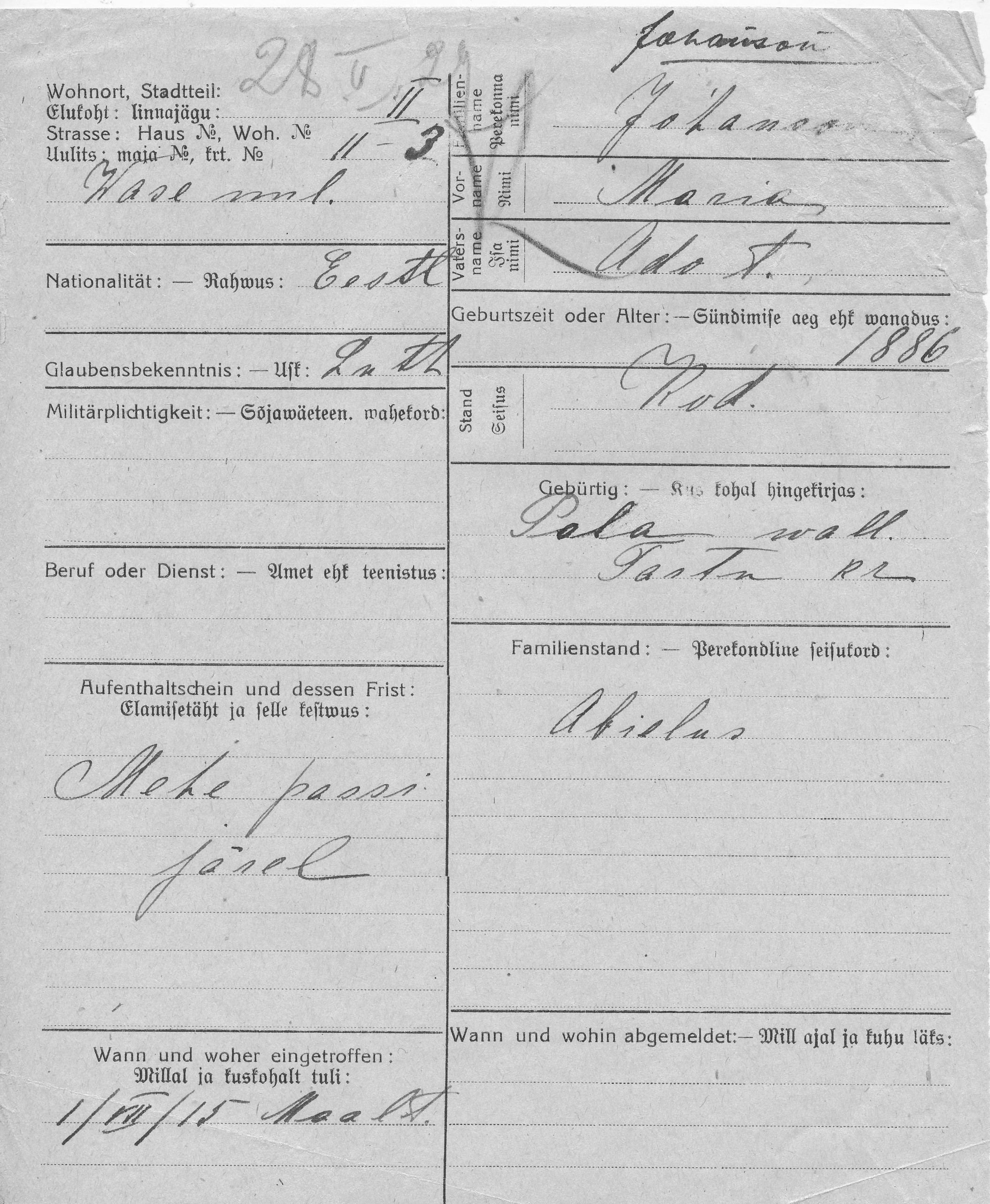 Johanson, Maria, Ado