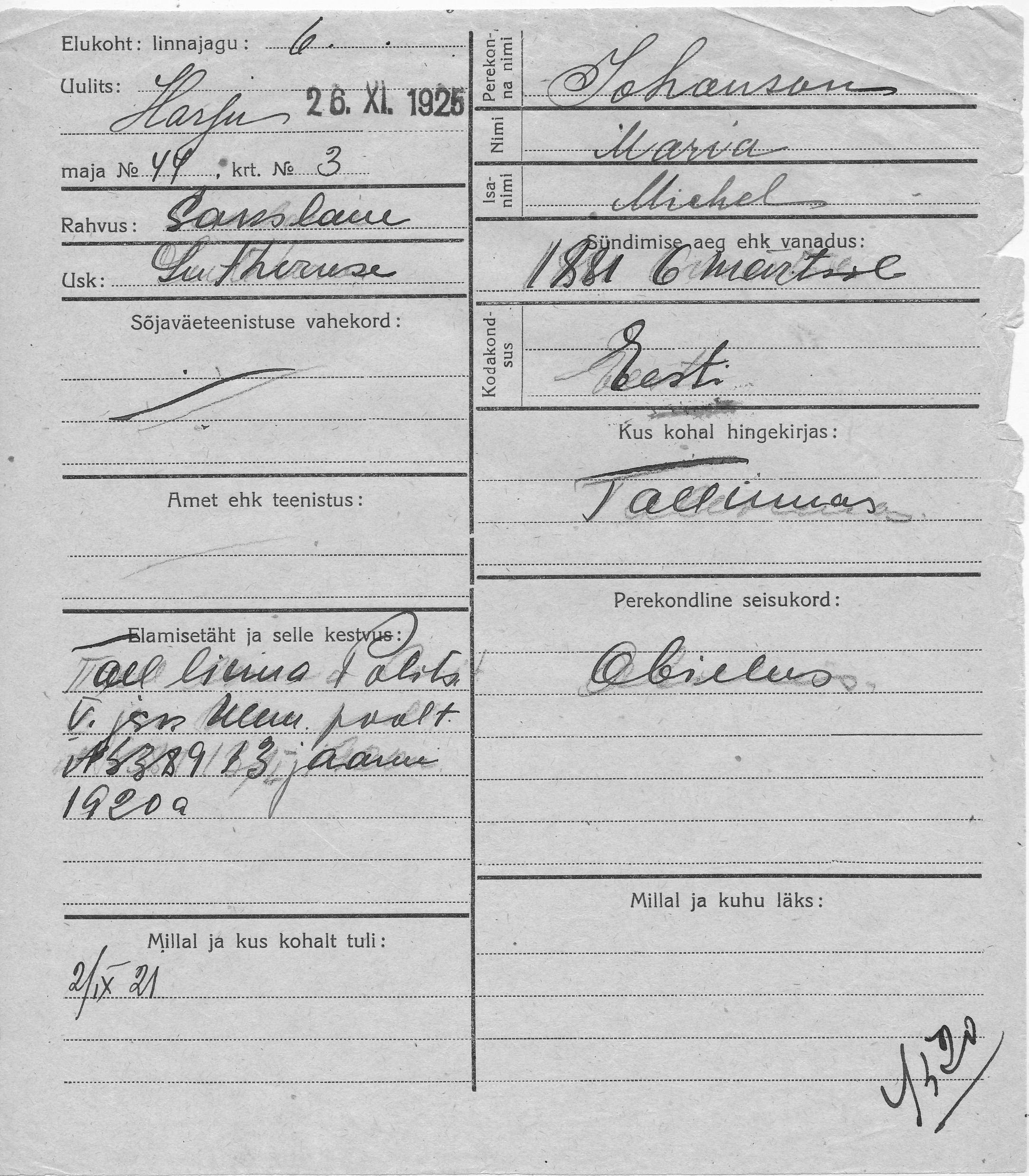 Johanson, Maria, Michel