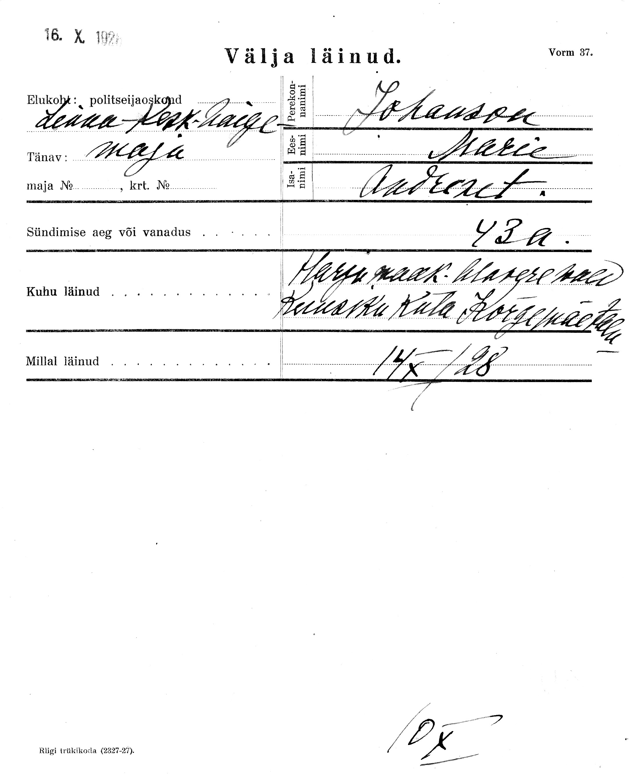 Johanson, Marie, Andres