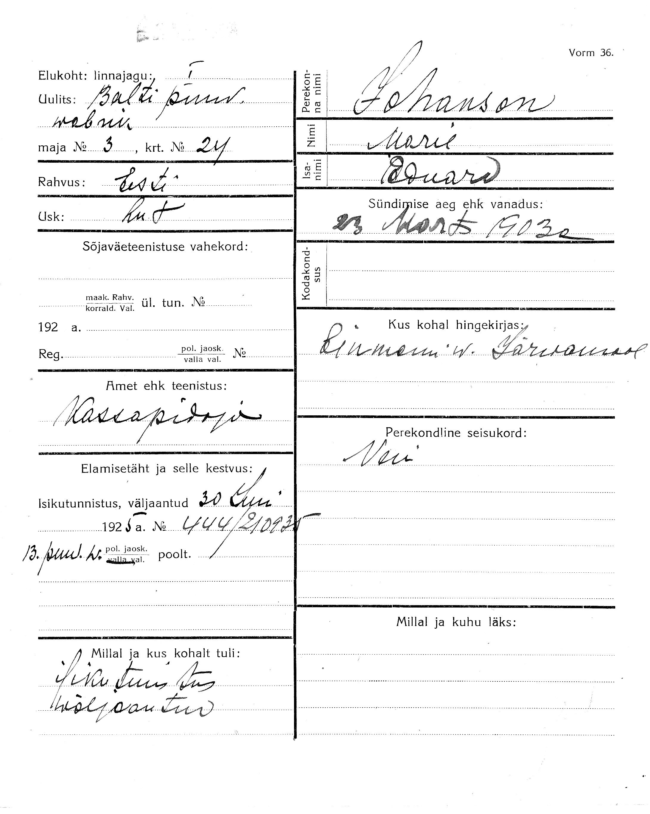 Johanson, Marie, Eduard