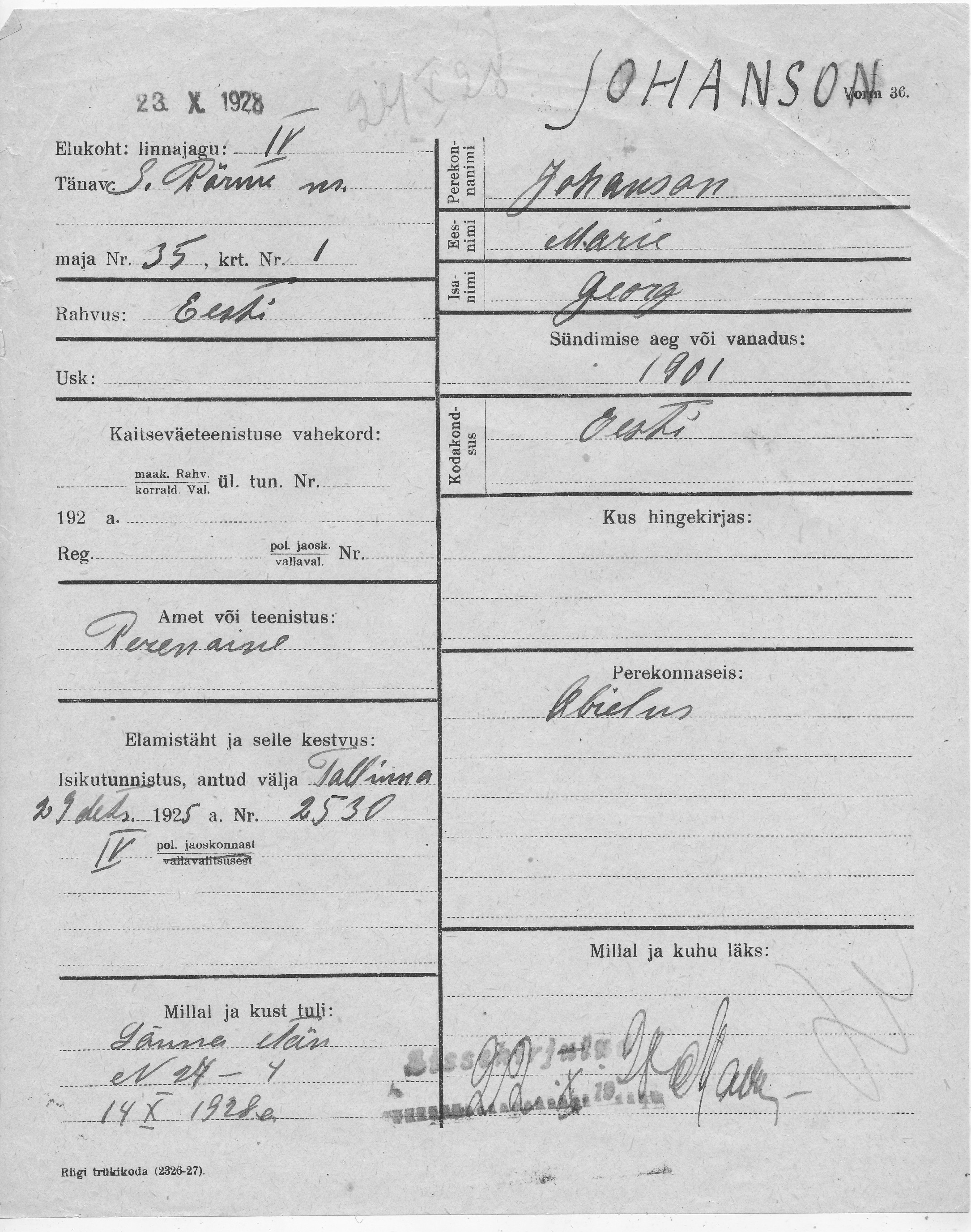 Johanson, Marie, Georg