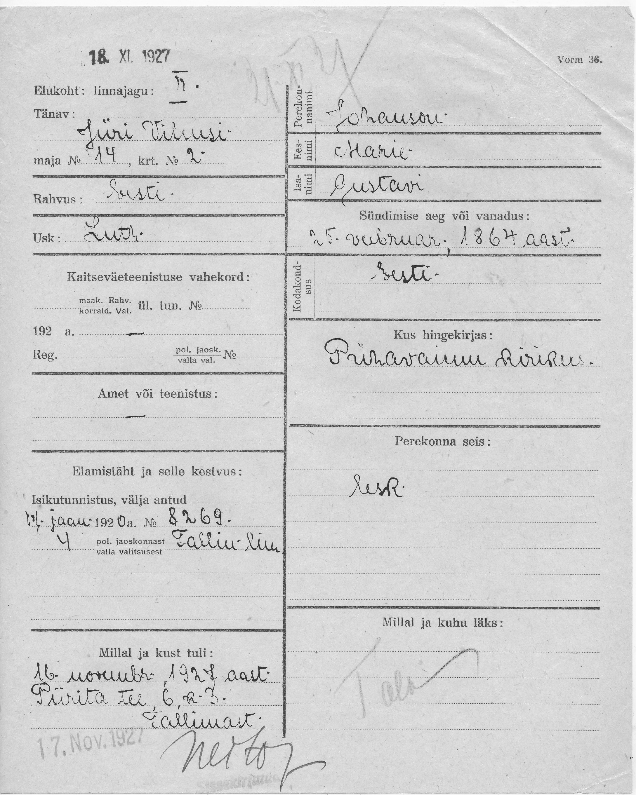 Johanson, Marie, Gustav