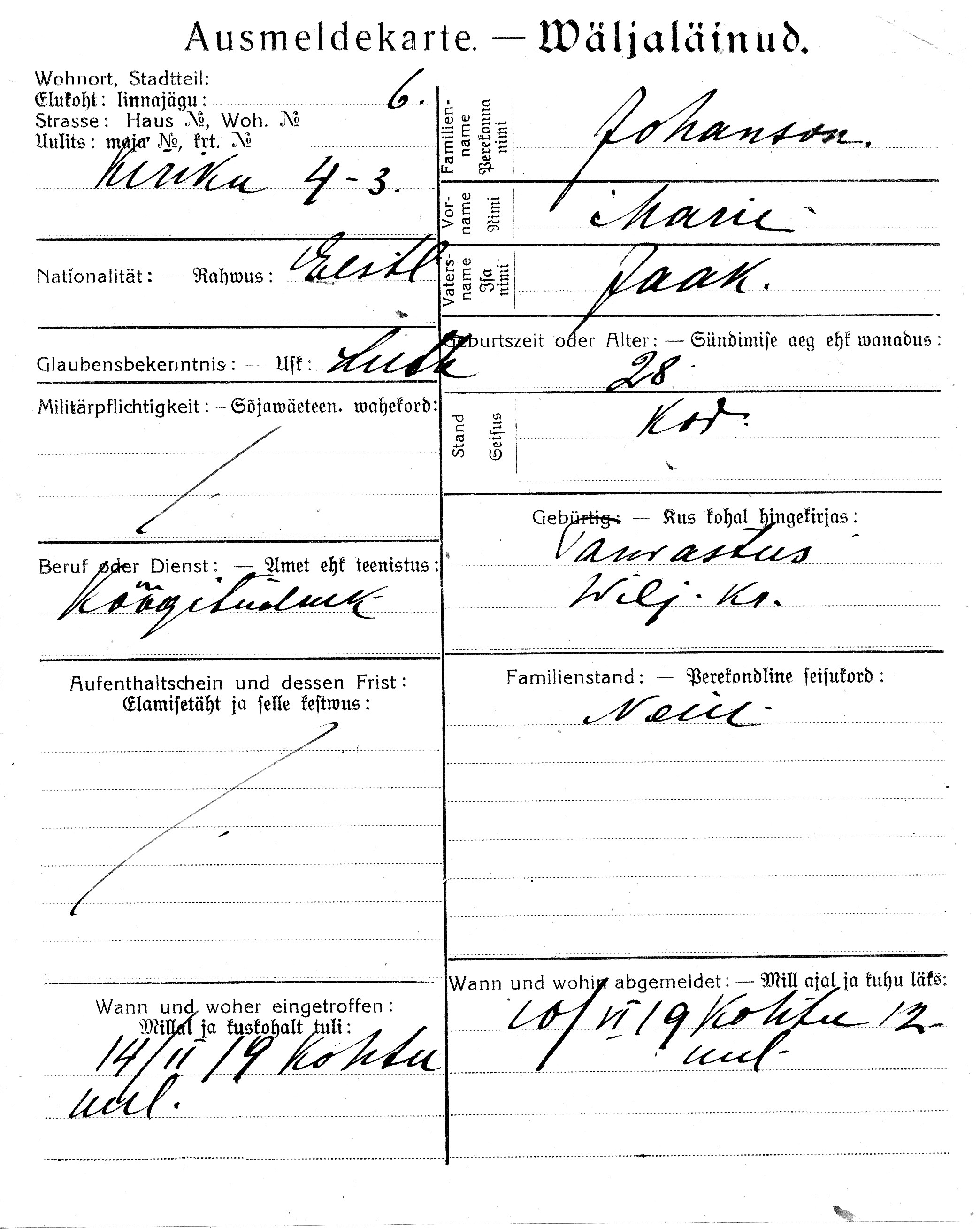 Johanson, Marie, Jaak