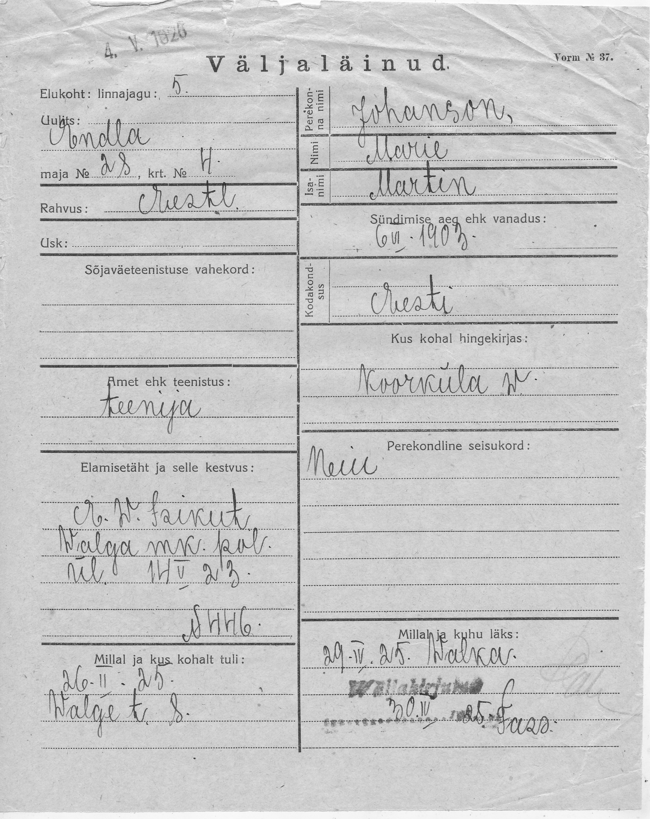 Johanson, Marie, Martin