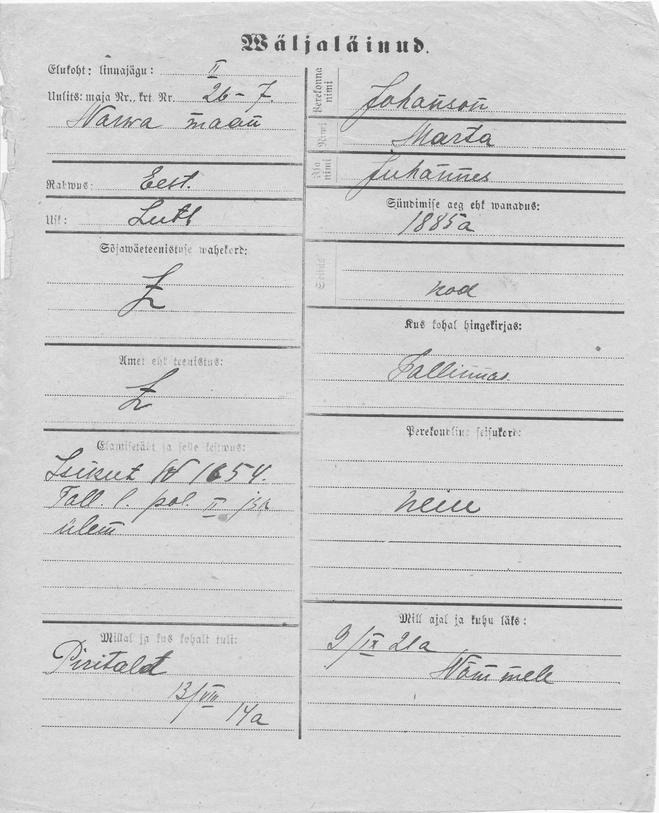 Johanson, Marta, Juhannes