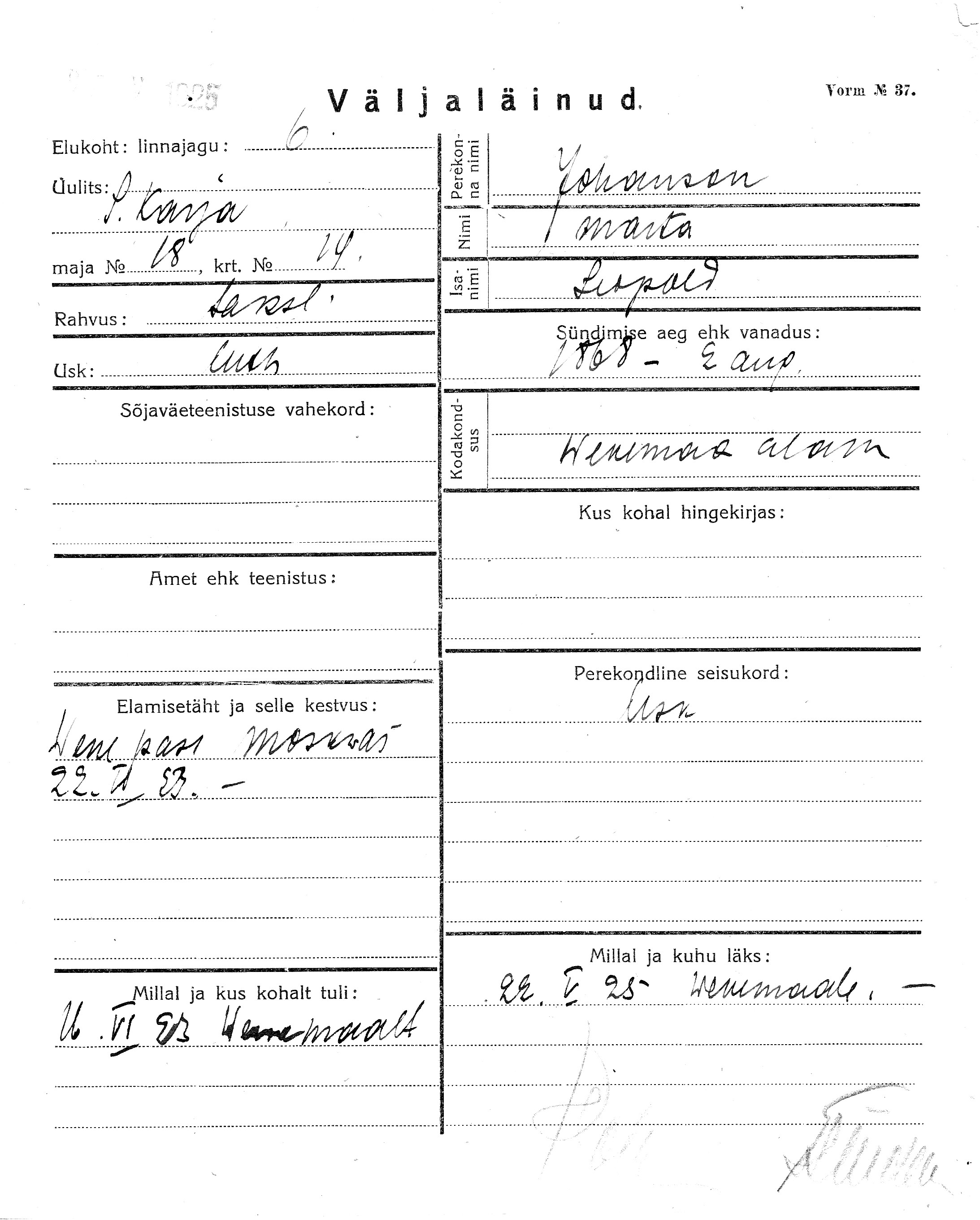 Johanson, Marta, Leopold