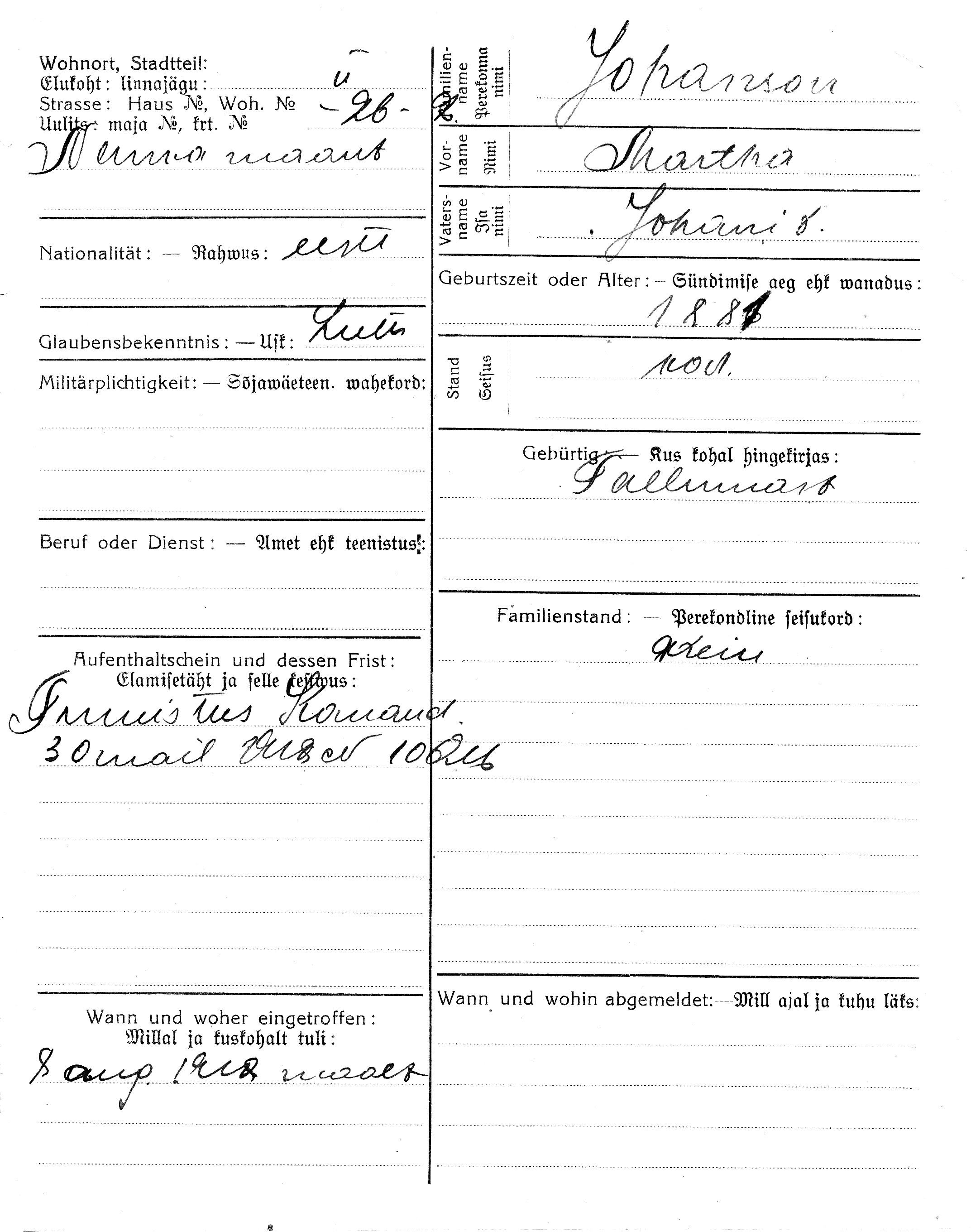 Johanson, Martha, Johan