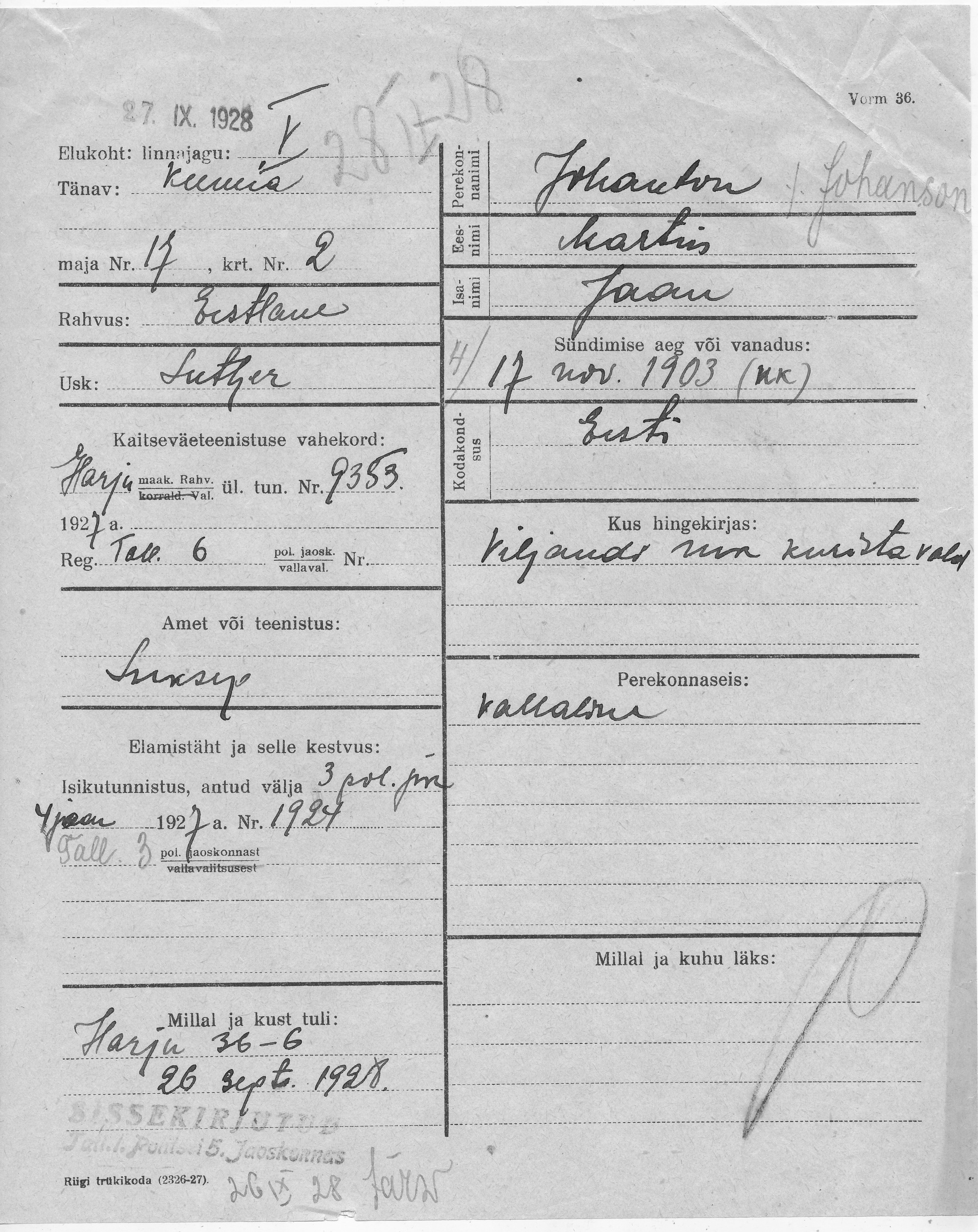 Johanson, Martin, Jaan