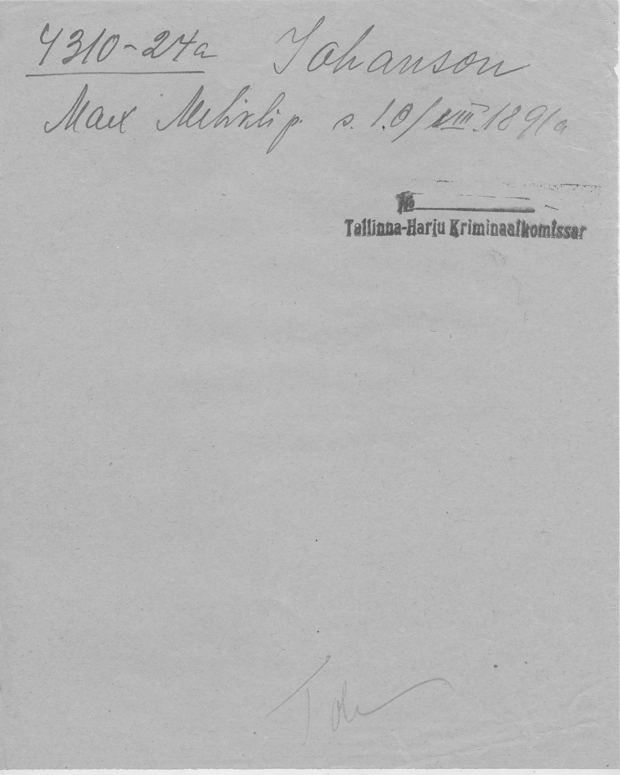 Johanson, Max, Mihkel