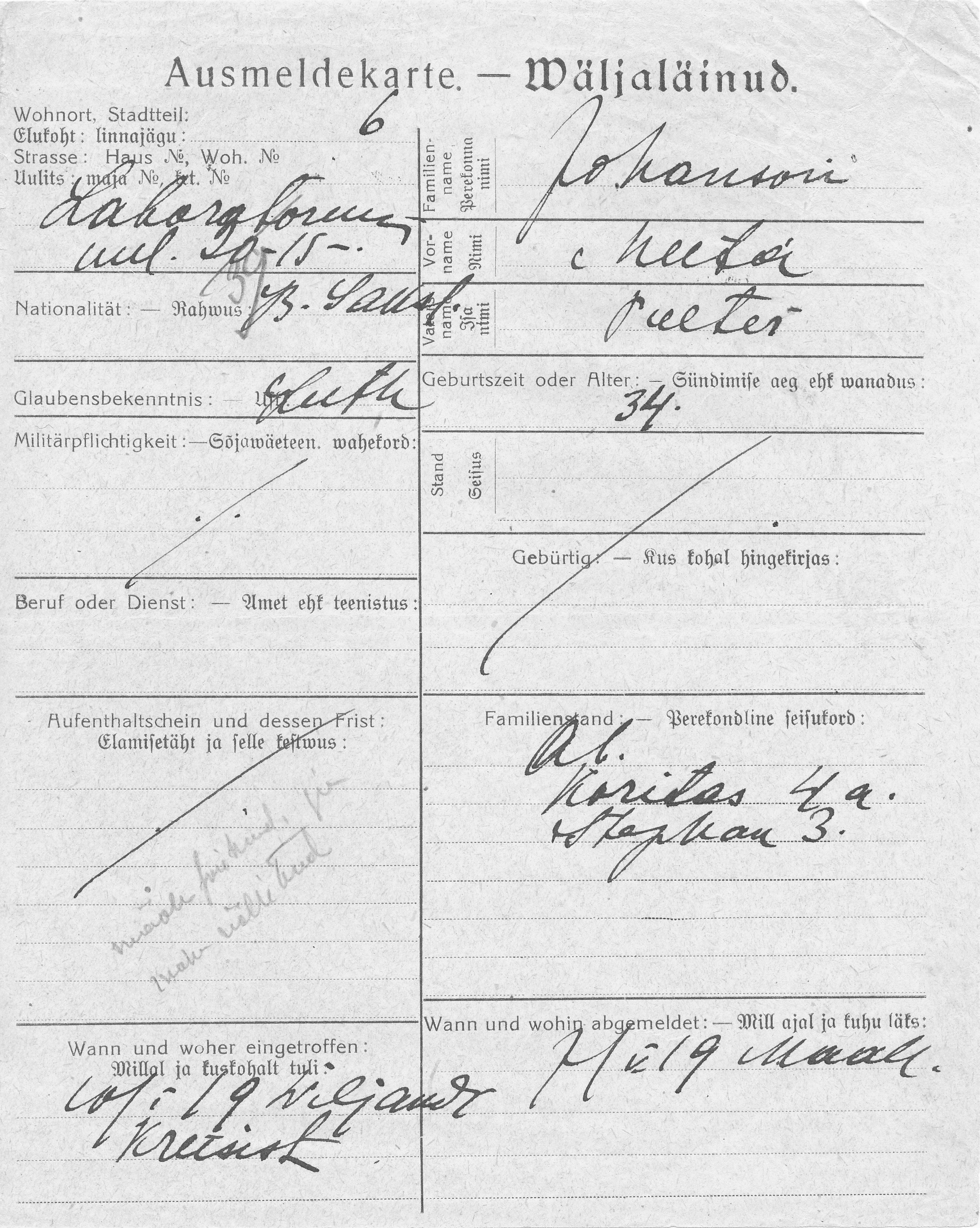 Johanson, Meeta, Peeter