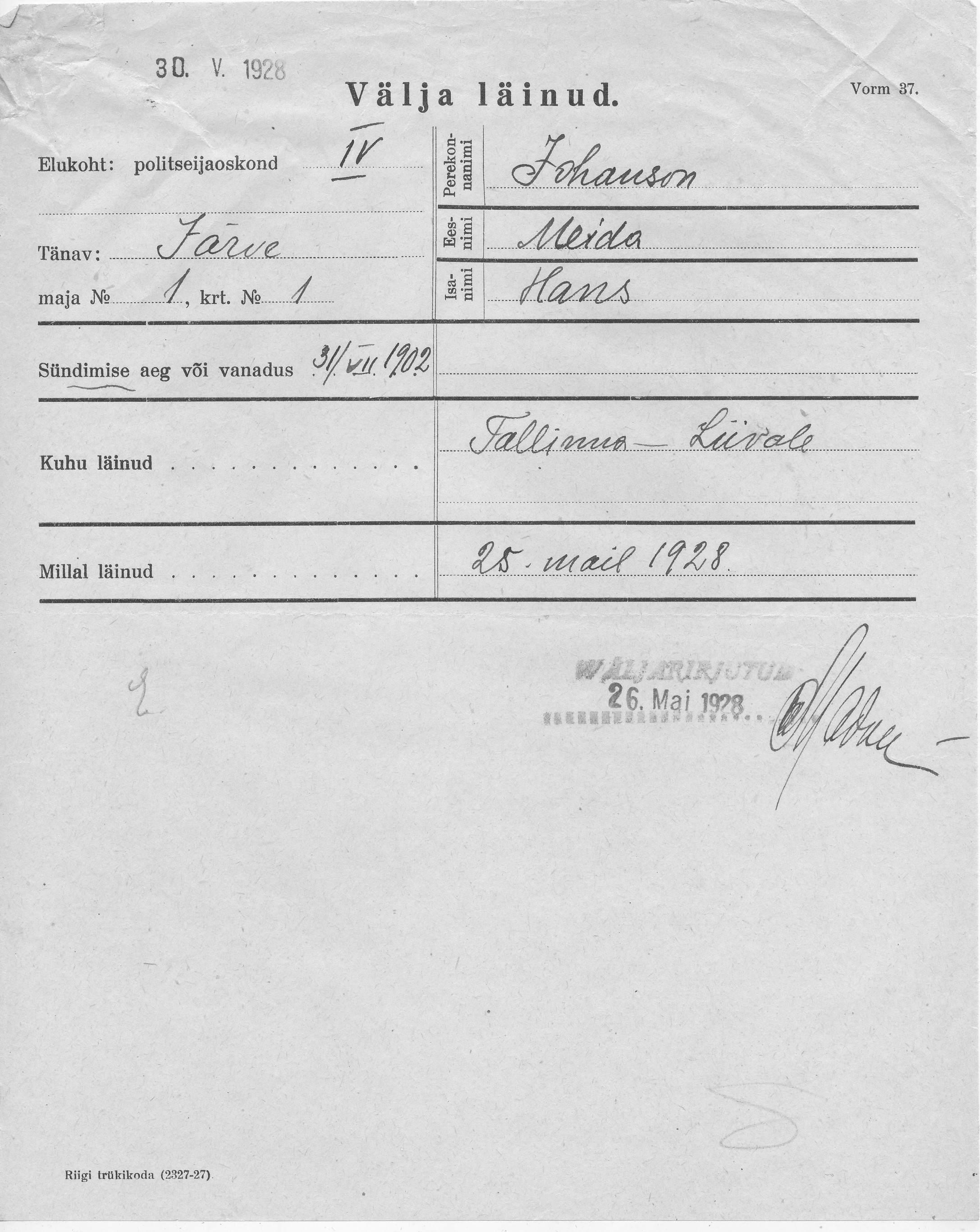 Johanson, Meida, Hans