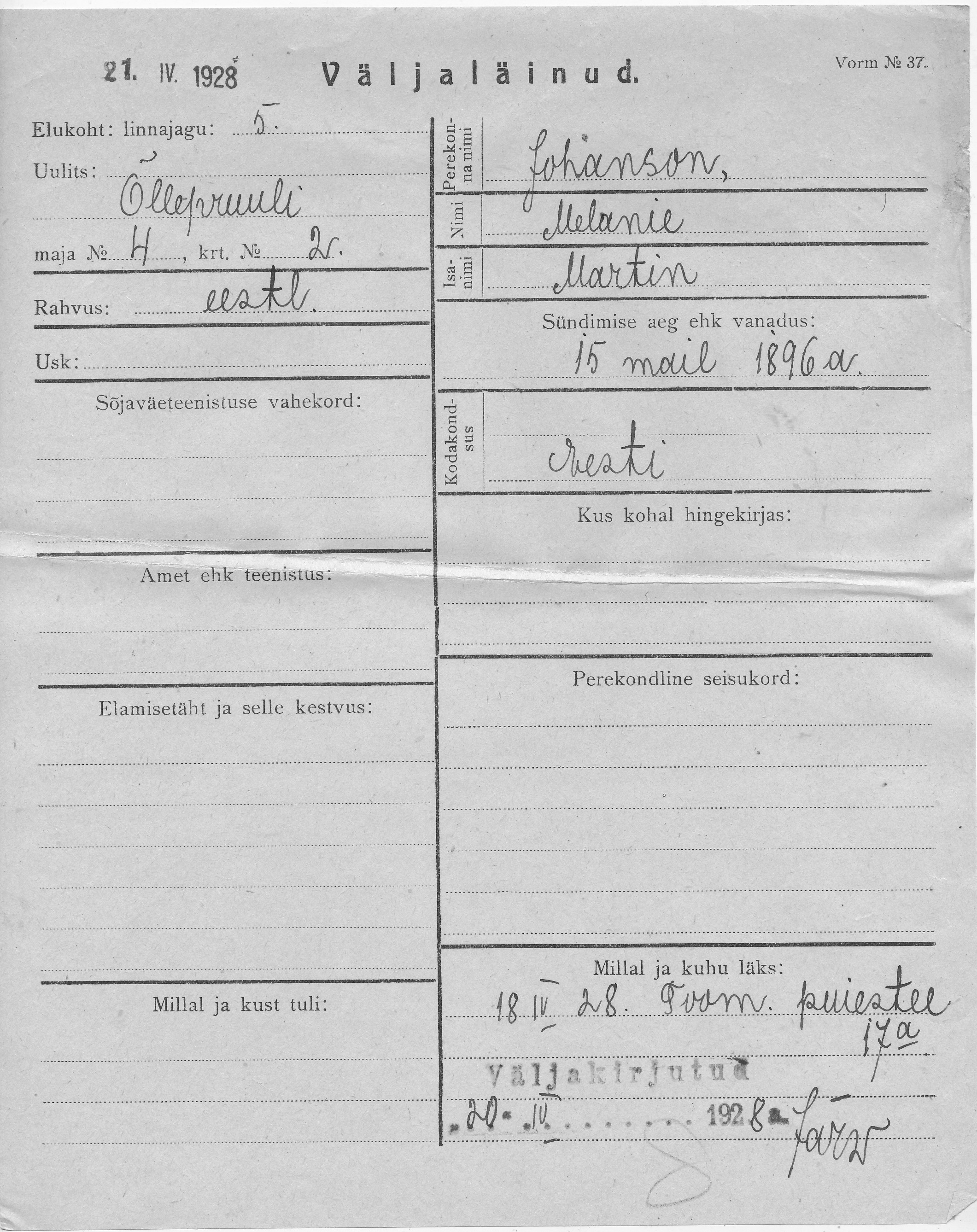 Johanson, Melanie, Martin