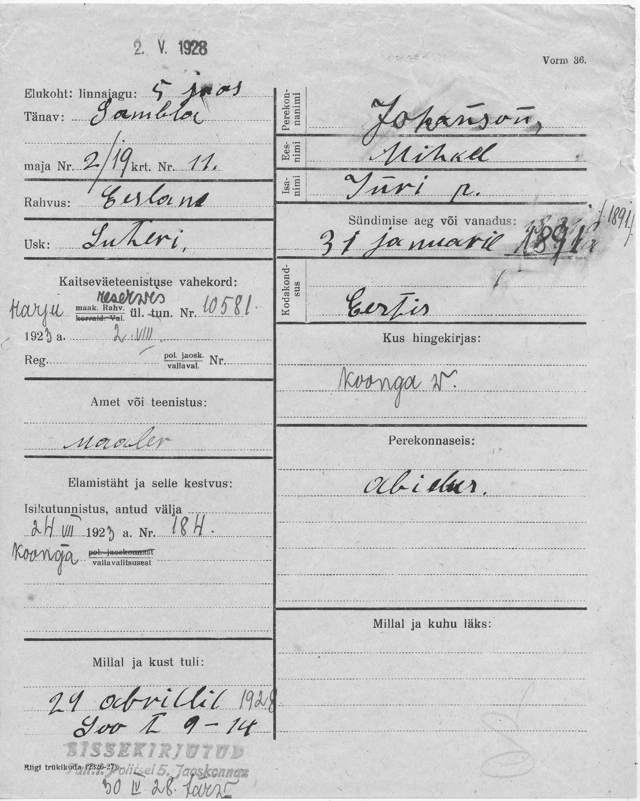 Johanson, Mihkel, Jüri