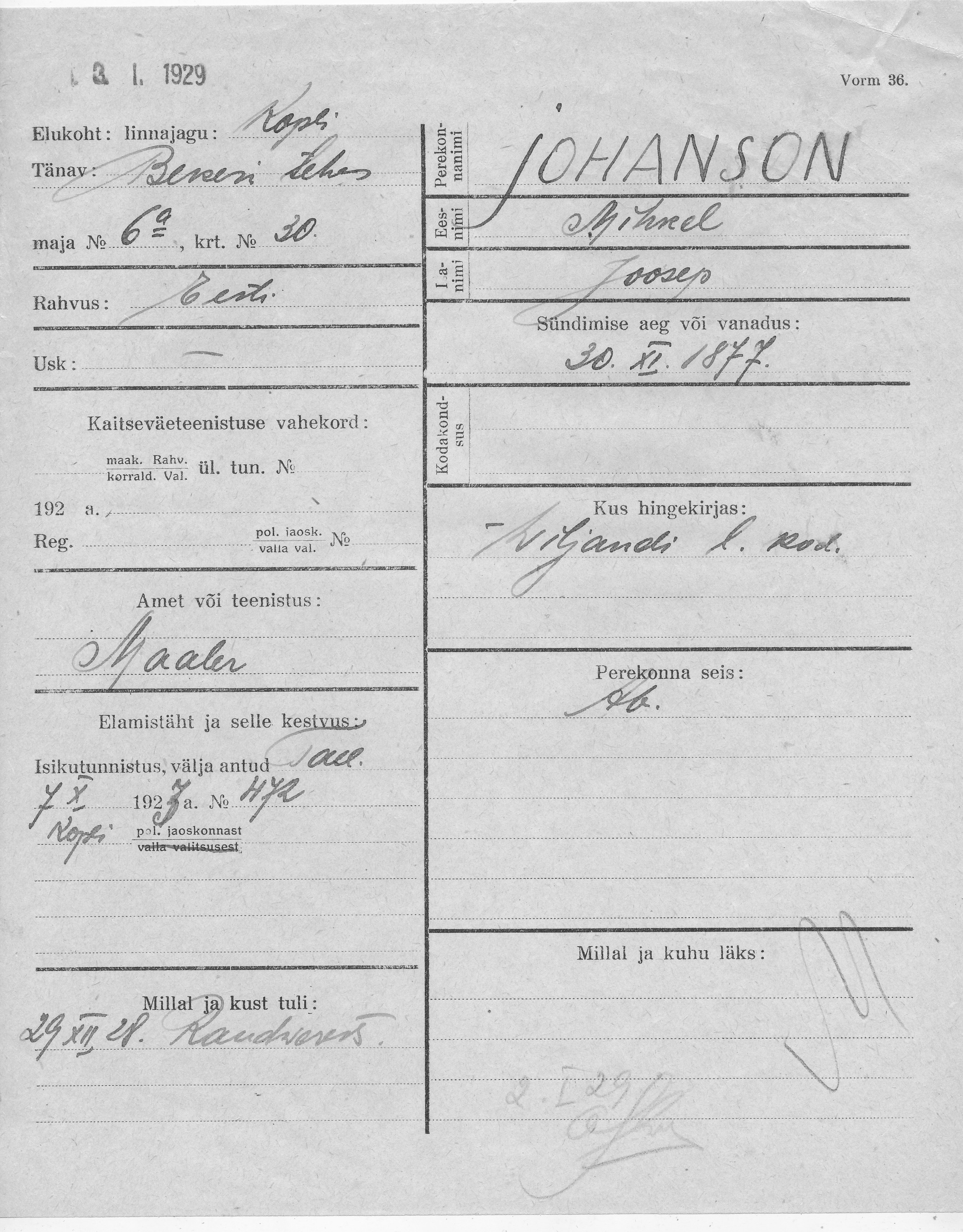 Johanson, Mihkel, Joosep